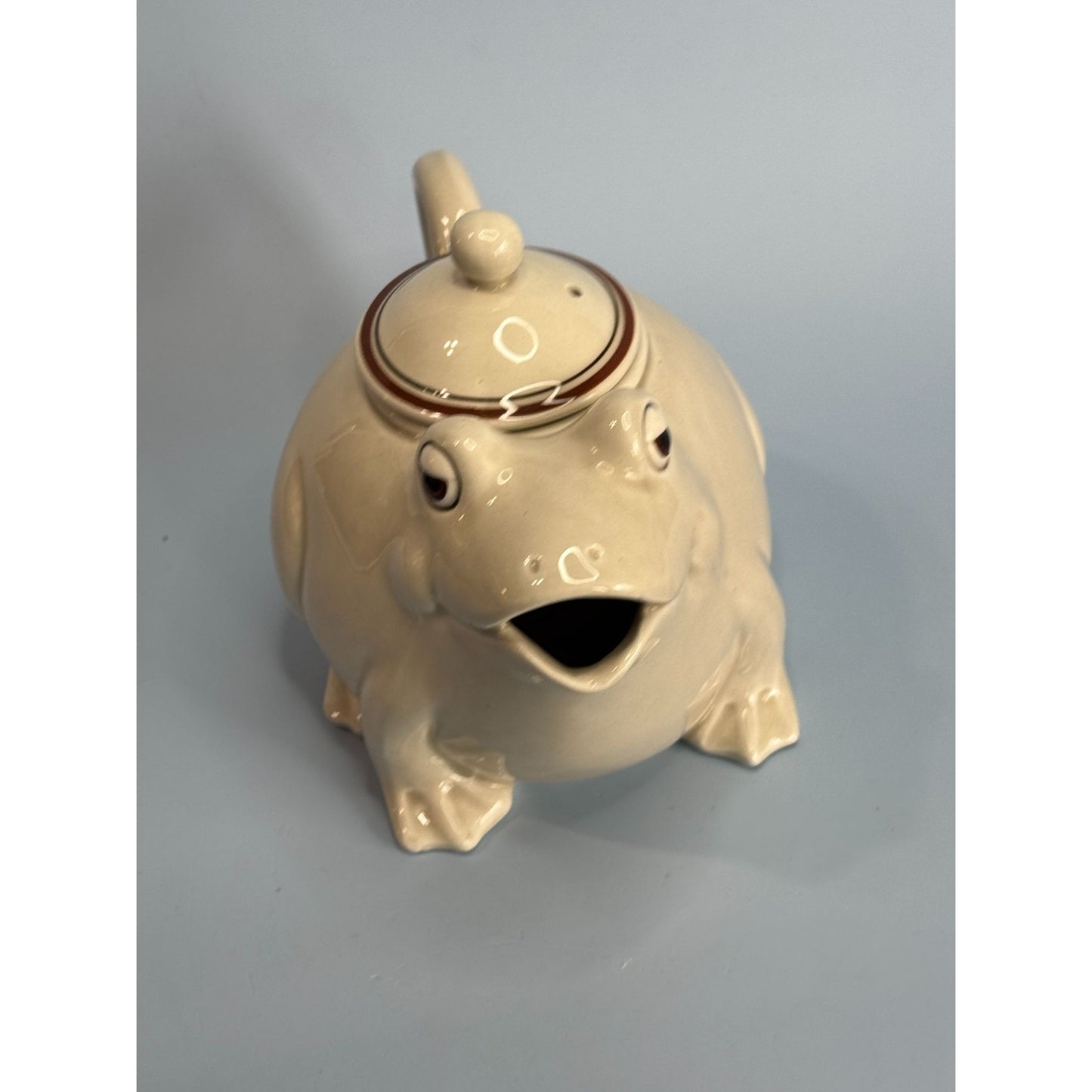 Fitz & Floyd 1976 Ceramic Frog Teapot 5" High 7" Long Cute Vintage Collectible