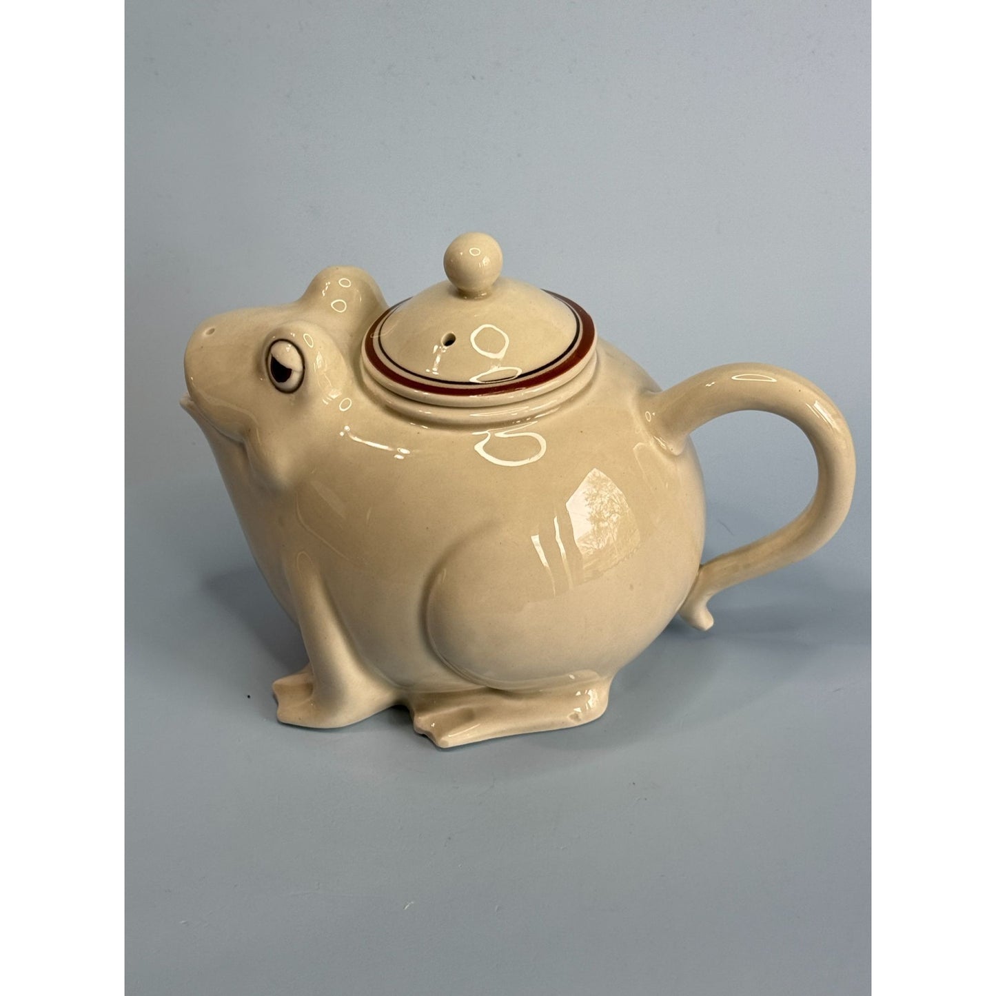 Fitz & Floyd 1976 Ceramic Frog Teapot 5" High 7" Long Cute Vintage Collectible