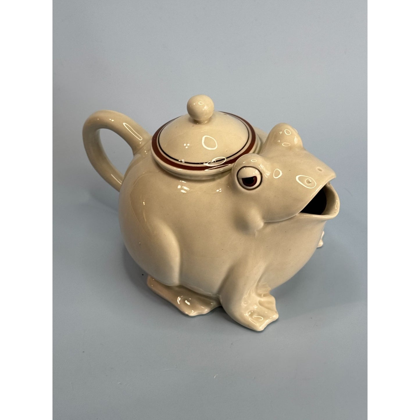 Fitz & Floyd 1976 Ceramic Frog Teapot 5" High 7" Long Cute Vintage Collectible