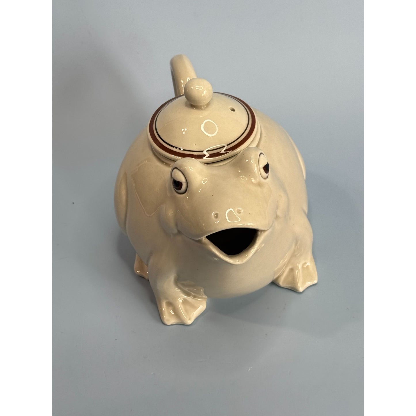 Fitz & Floyd 1976 Ceramic Frog Teapot 5" High 7" Long Cute Vintage Collectible