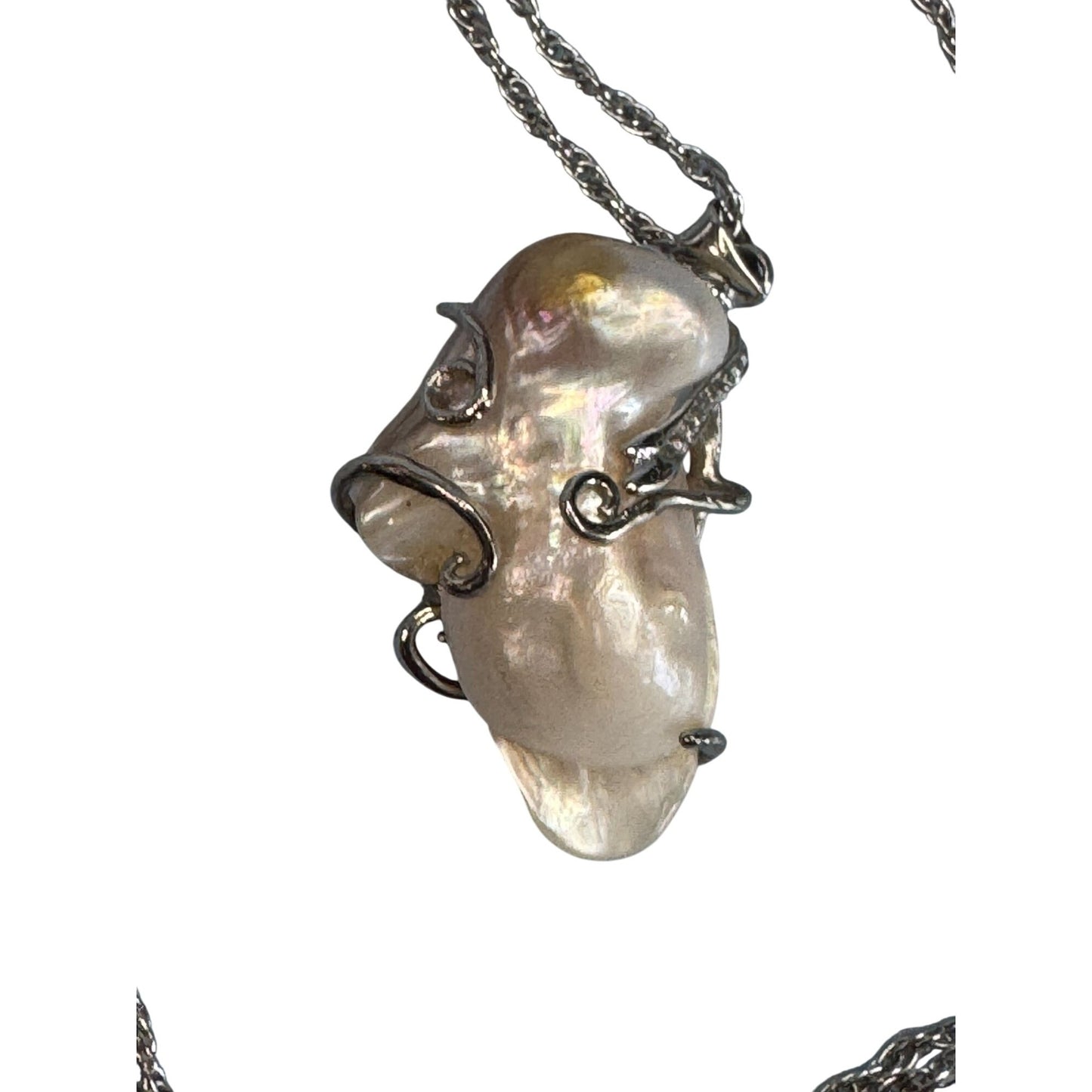 Unique Baroque Pearl Pendant Necklace With 22" Chain