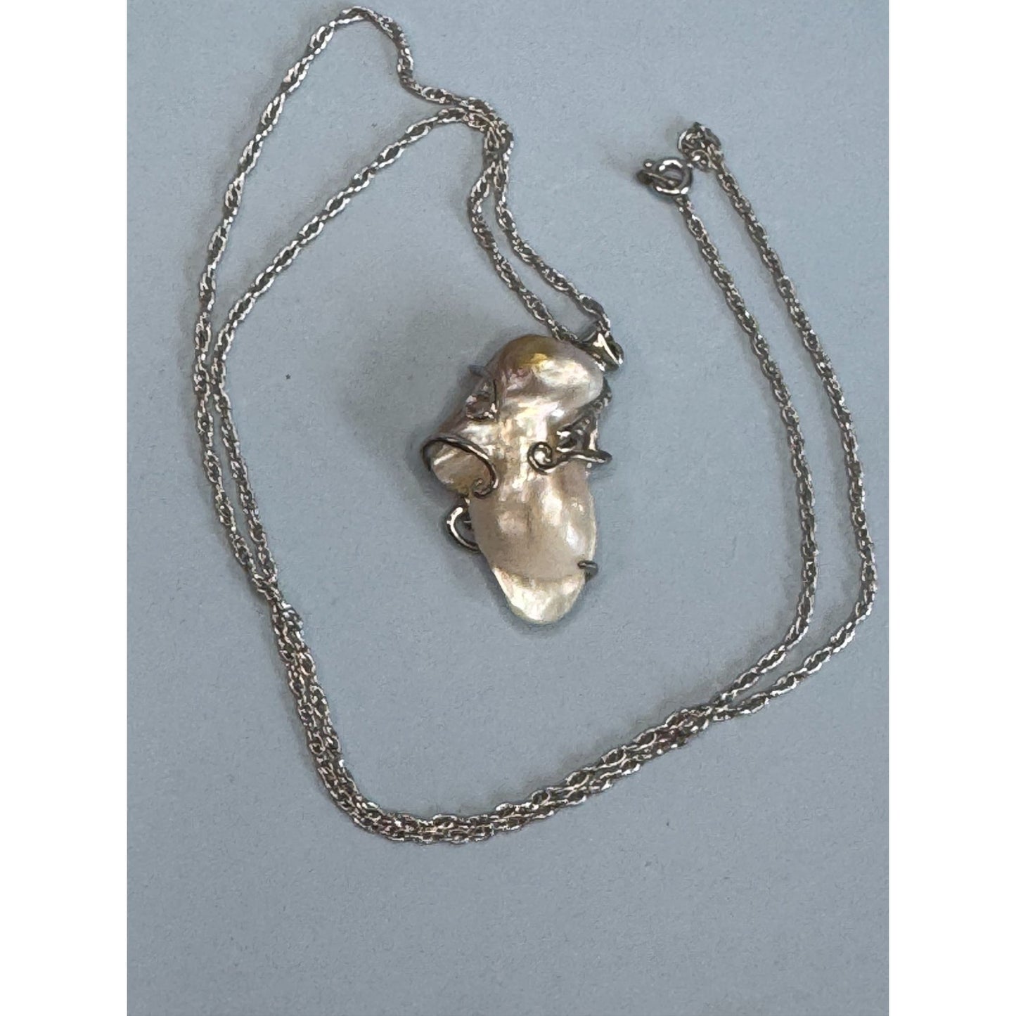 Unique Baroque Pearl Pendant Necklace With 22" Chain