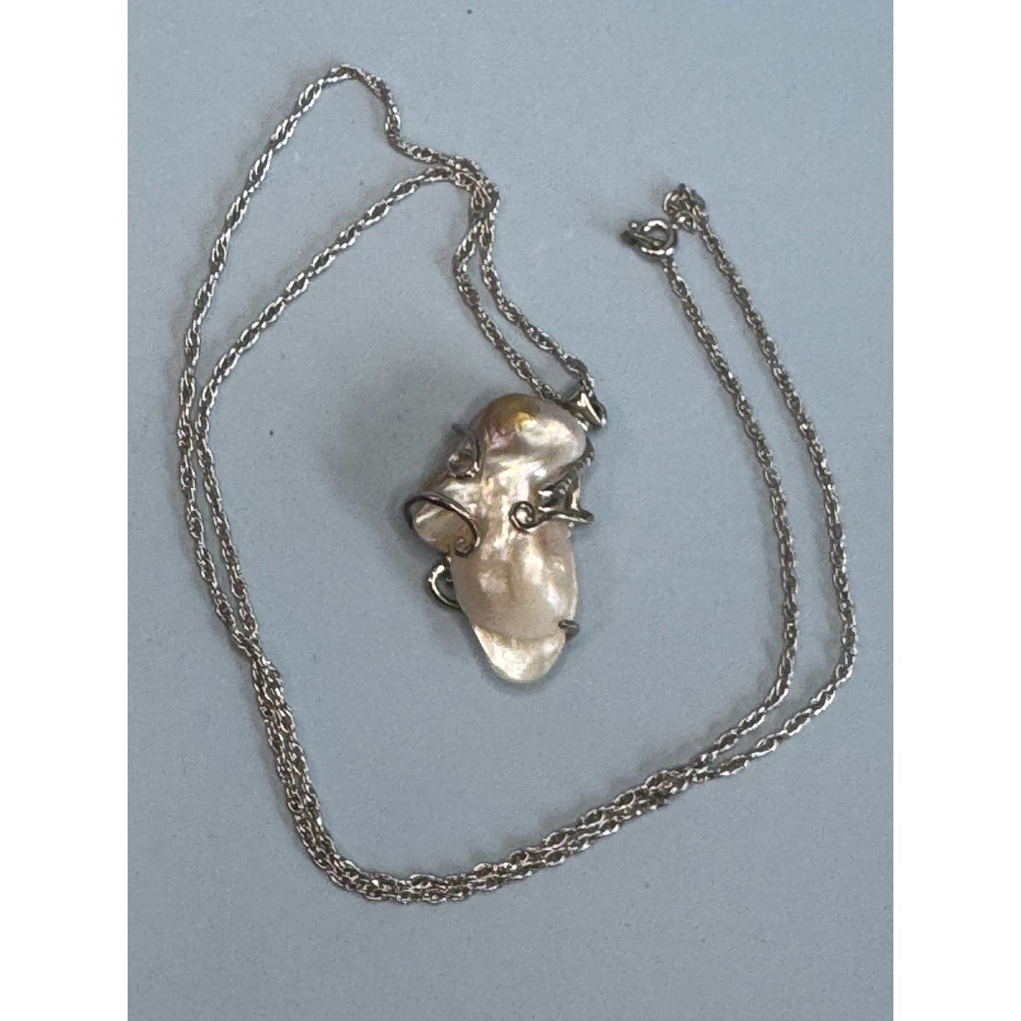 Unique Baroque Pearl Pendant Necklace With 22" Chain