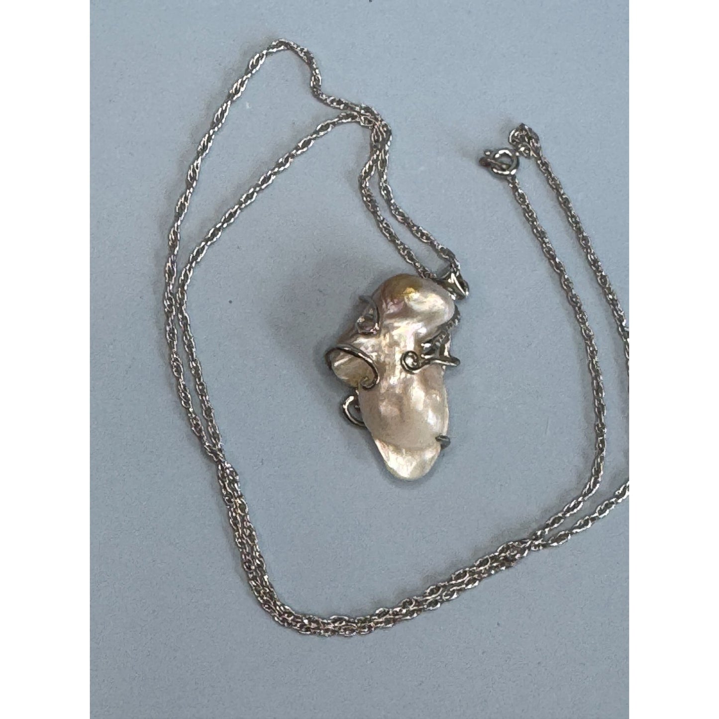 Unique Baroque Pearl Pendant Necklace With 22" Chain