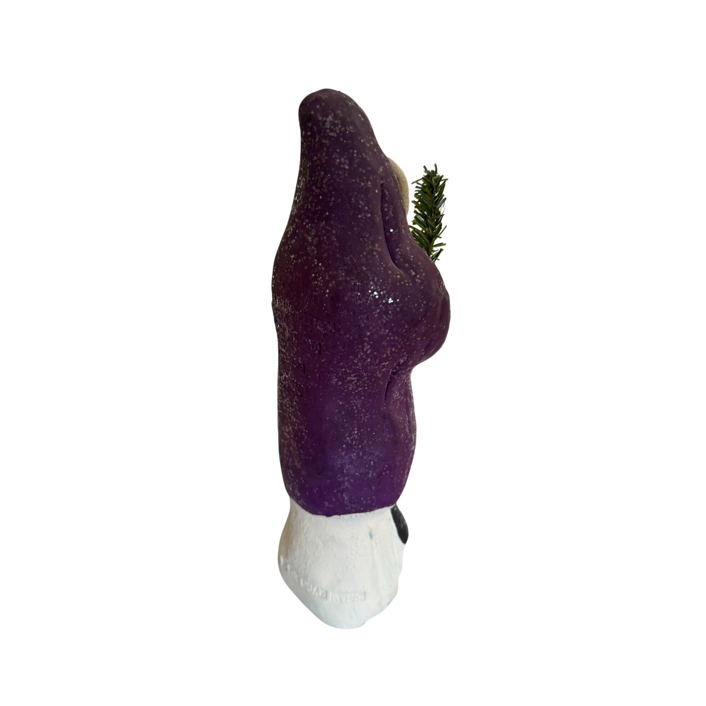 Jackson Pottery Santa Figurine Purple & White Handmade 11" Rock Island Illinois Christmas Decor