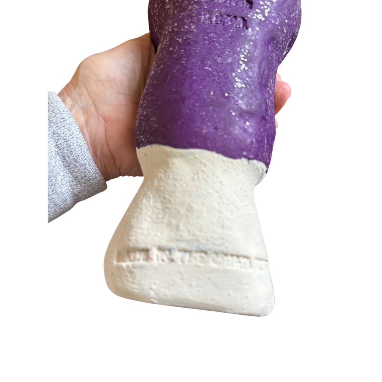 Jackson Pottery Santa Figurine Purple & White Handmade 11" Rock Island Illinois Christmas Decor