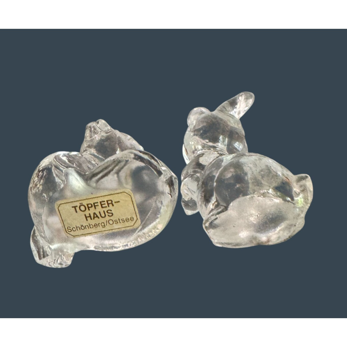 Vintage Clear Glass Seal and Bunny Figurines Töpfer-Haus Germany Art Glass