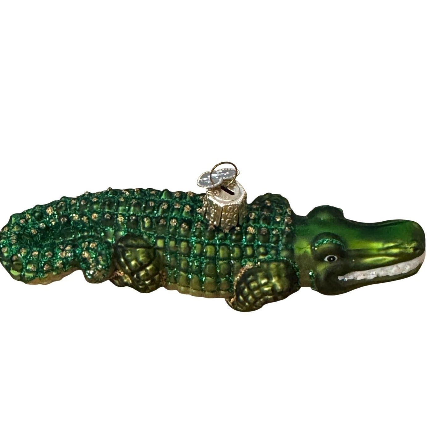 Old World Christmas Glass Alligator Ornament Green 5 Inches Boxed