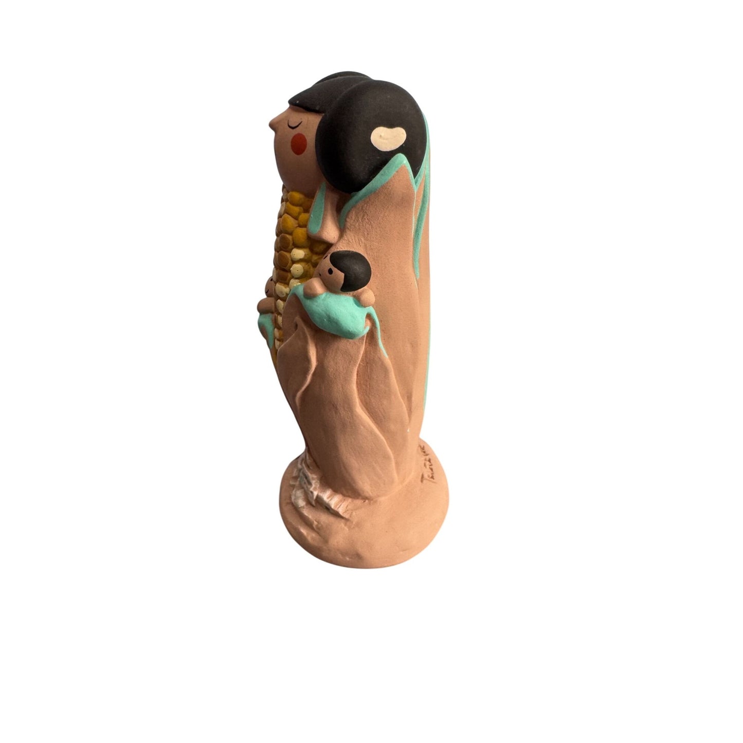 Helen Taissadre Corn Maiden Storyteller Figurine Signed Native American Clay 4"