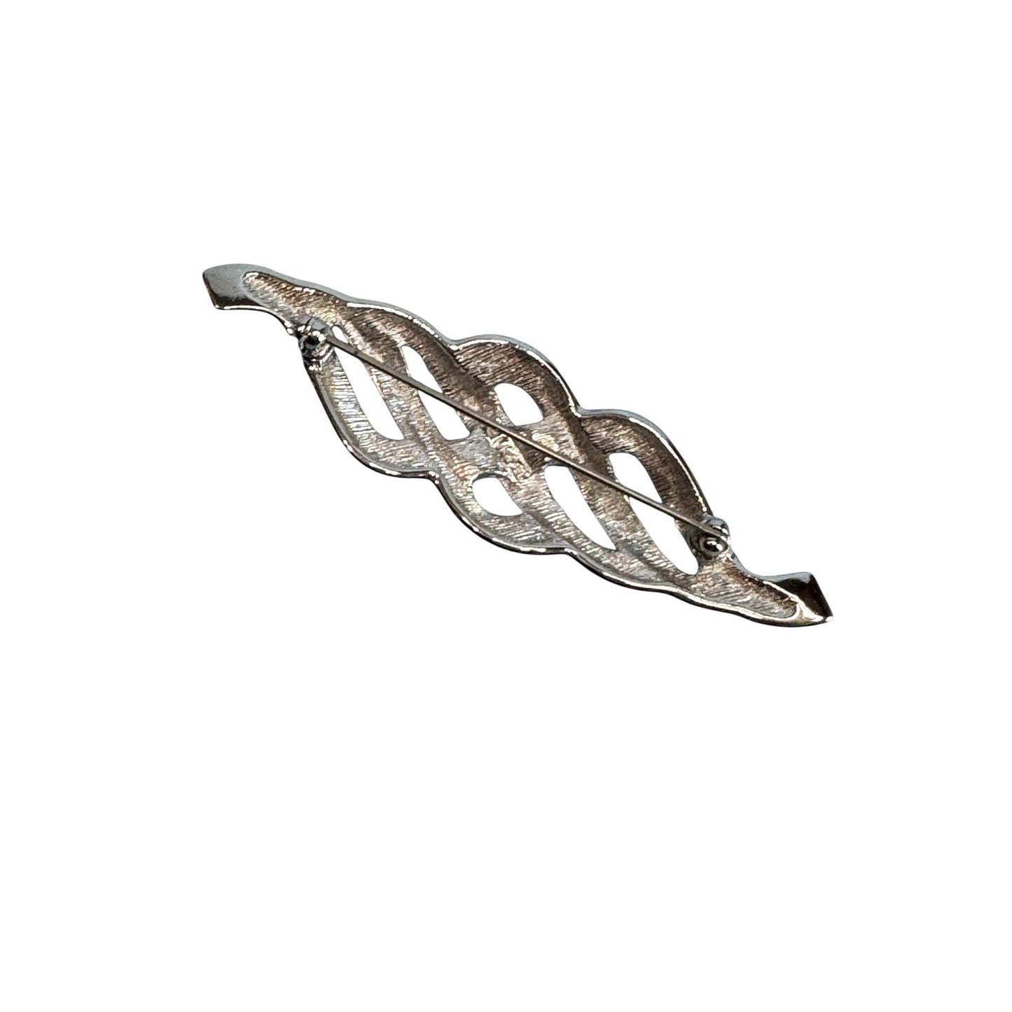 Monet Silver-Tone Twisted Wave Brooch Classic Designer Signed Jewelry Piece