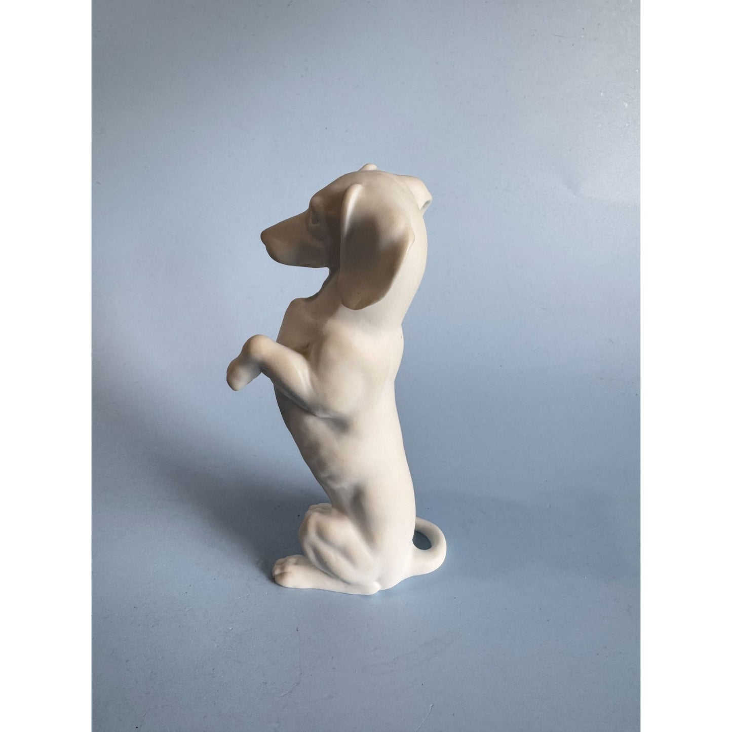 Vintage Kaiser White Porcelain Dachshund Figurine 5.5" Tall Standing On Hind Legs