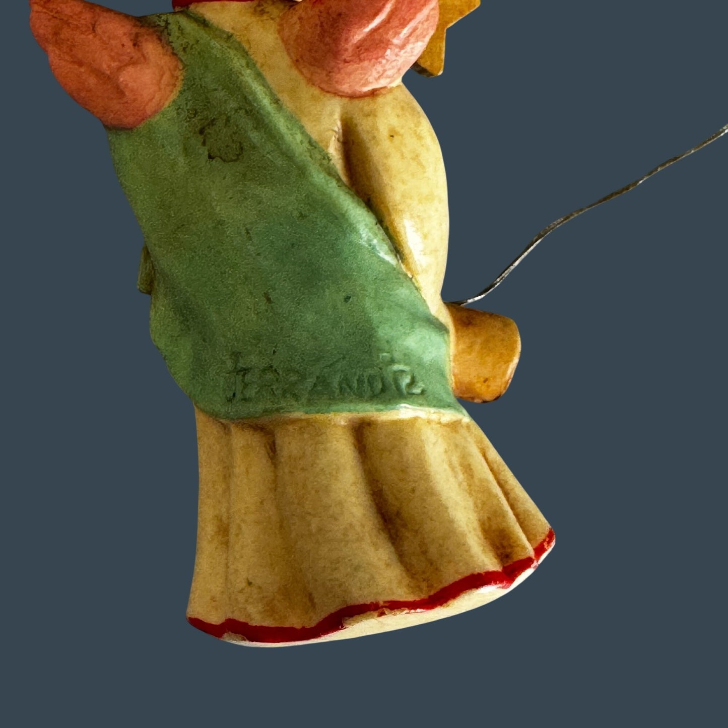 Anri Ferrandiz Angel With Horn Hand Painted Resin Christmas Ornament Italy Signed 3"