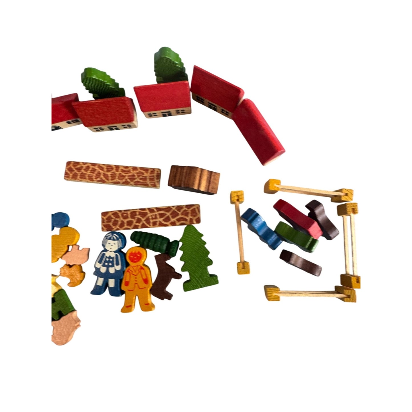 Vintage German Wooden Dorfchen Village Set Mixed Sets 40 Plus Pieces w/Box
