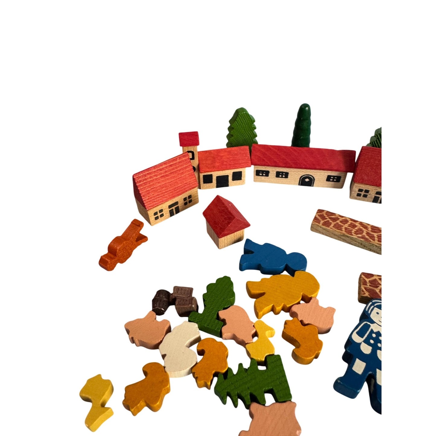 Vintage German Wooden Dorfchen Village Set Mixed Sets 40 Plus Pieces w/Box