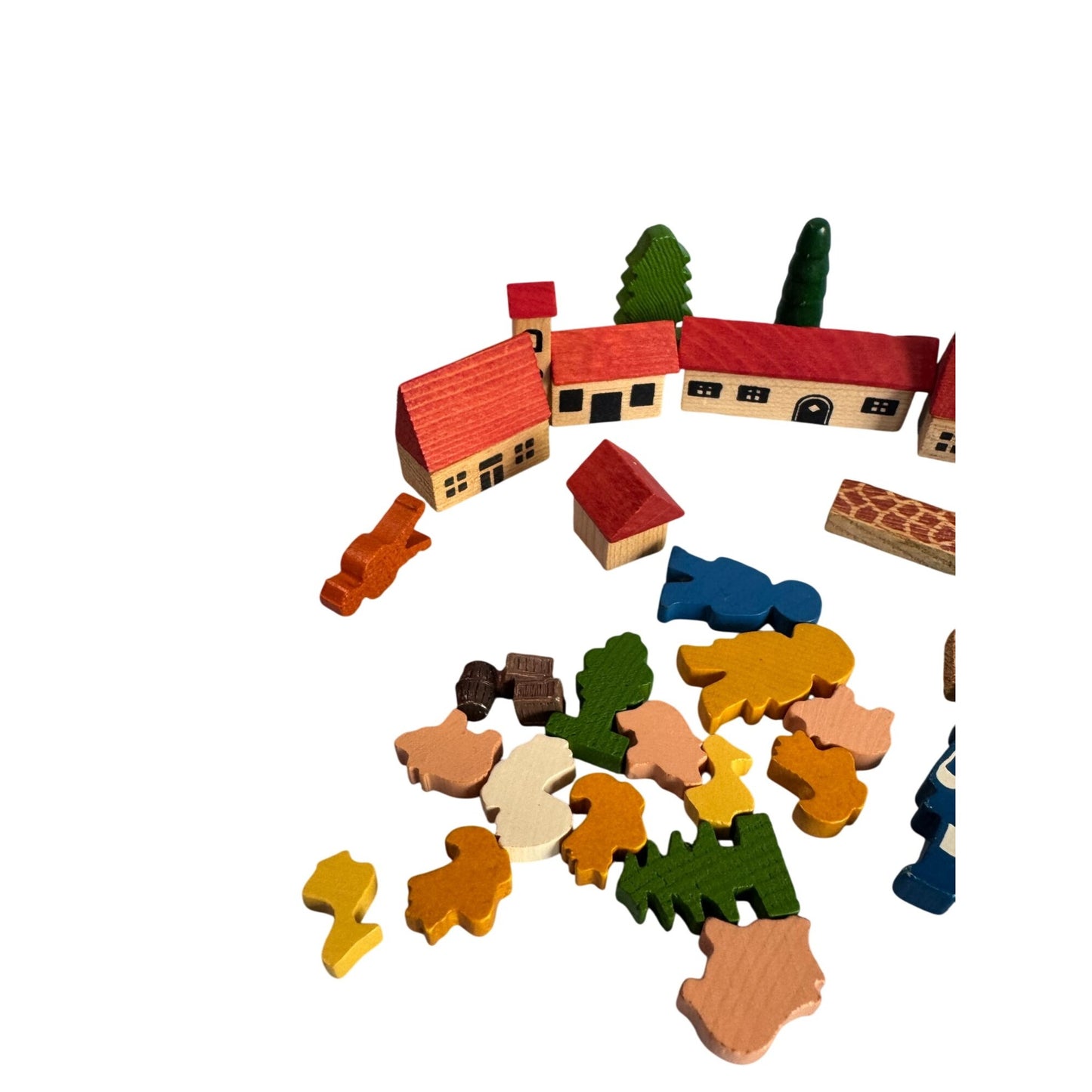 Vintage German Wooden Dorfchen Village Set Mixed Sets 40 Plus Pieces w/Box