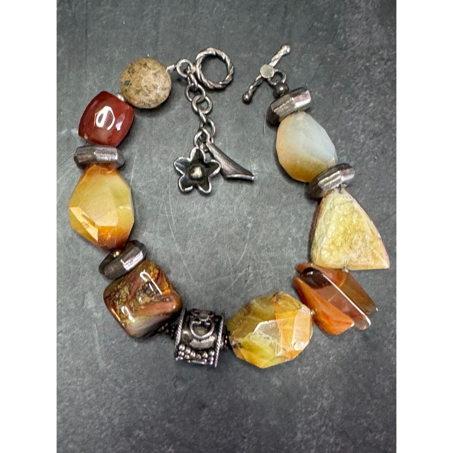 Silpada Faceted Gemstone Agate Chunky Bracelet 8" Unsigned