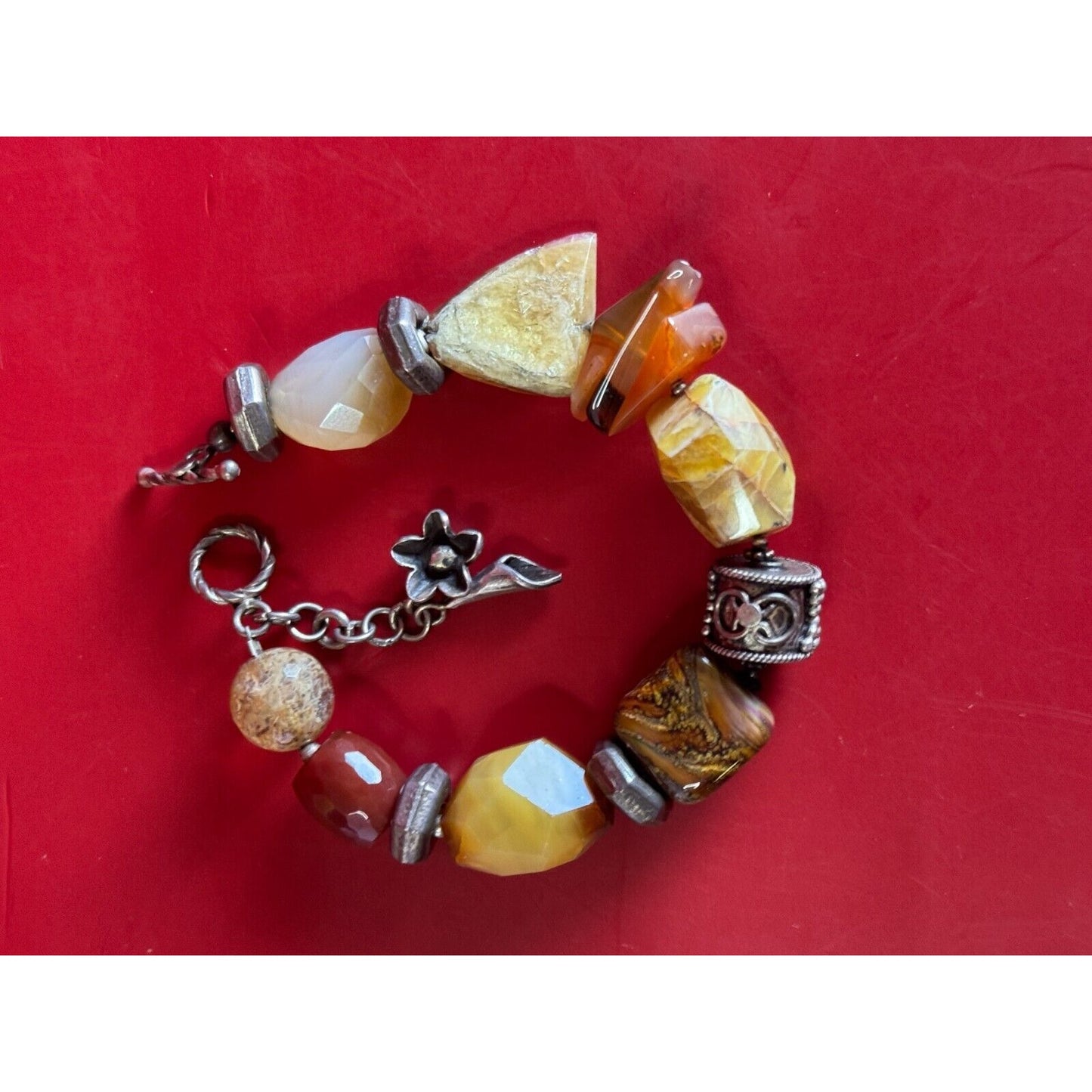 Silpada Faceted Gemstone Agate Chunky Bracelet 8" Unsigned