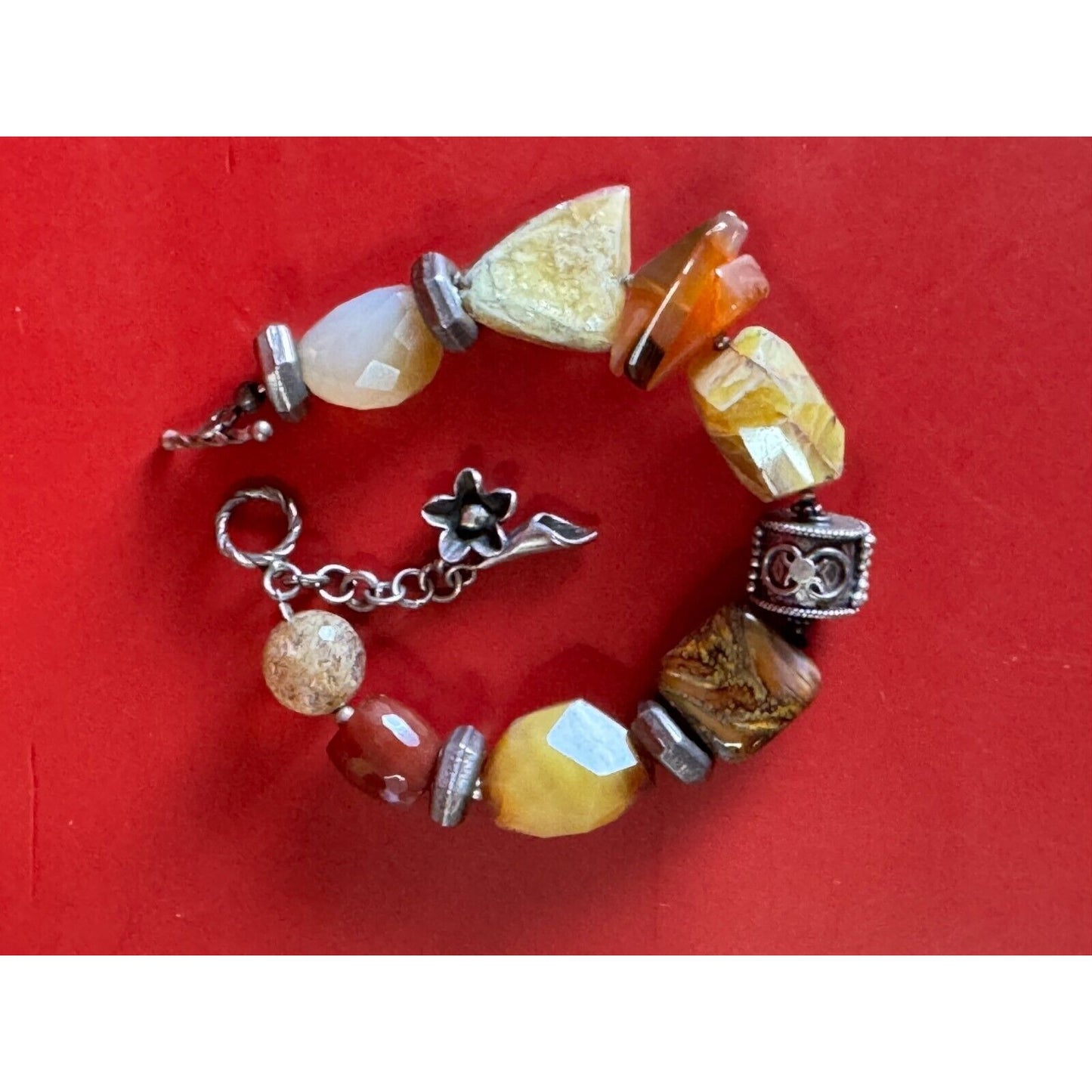 Silpada Faceted Gemstone Agate Chunky Bracelet 8" Unsigned