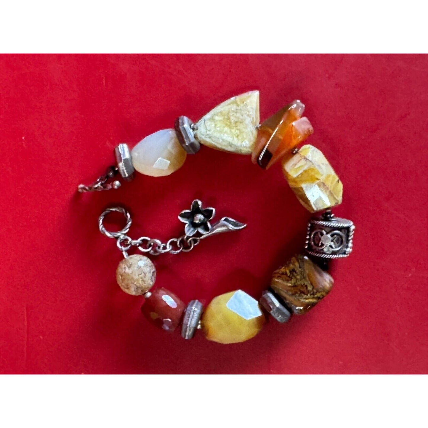 Silpada Faceted Gemstone Agate Chunky Bracelet 8" Unsigned