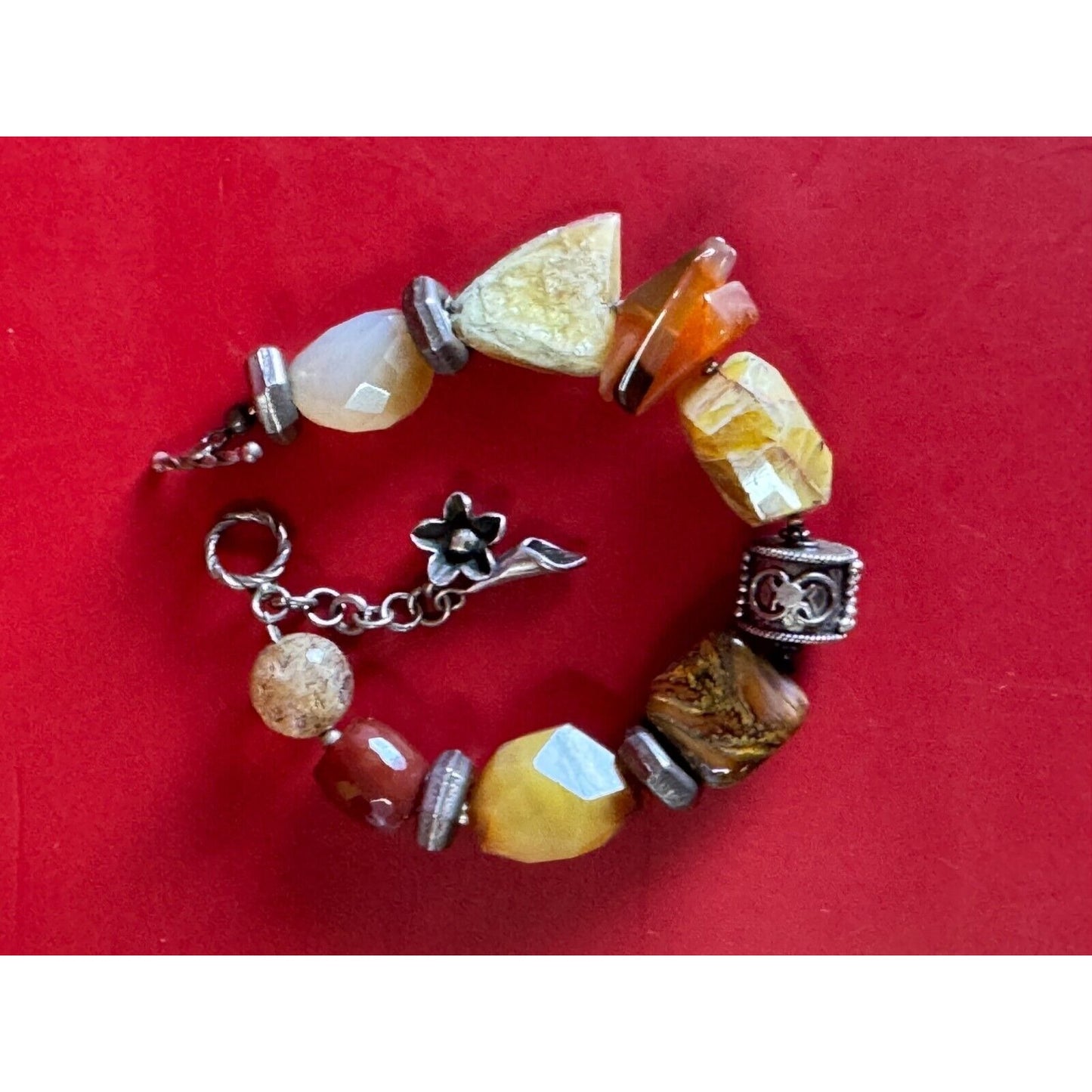 Silpada Faceted Gemstone Agate Chunky Bracelet 8" Unsigned