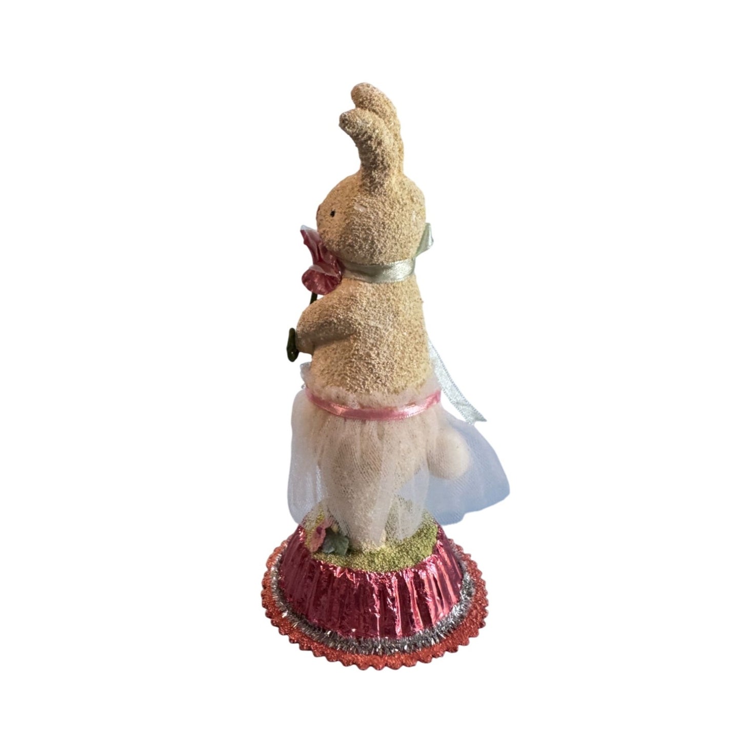 Decorative Seasons Of Cannon Falls Bunny Figurine With Pink Accents & Flower