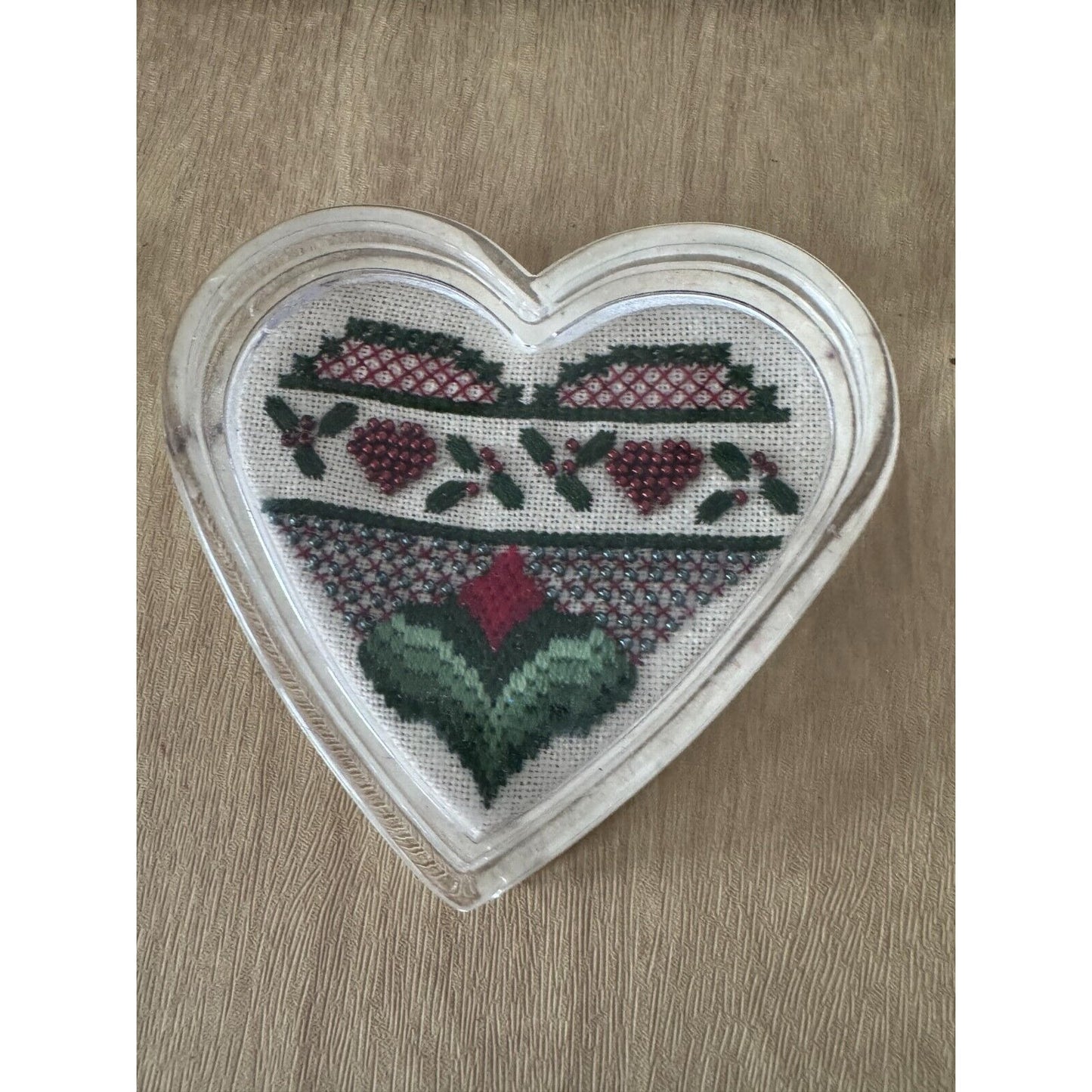Heart-Shaped Cross-Stitch Acrylic Coasters