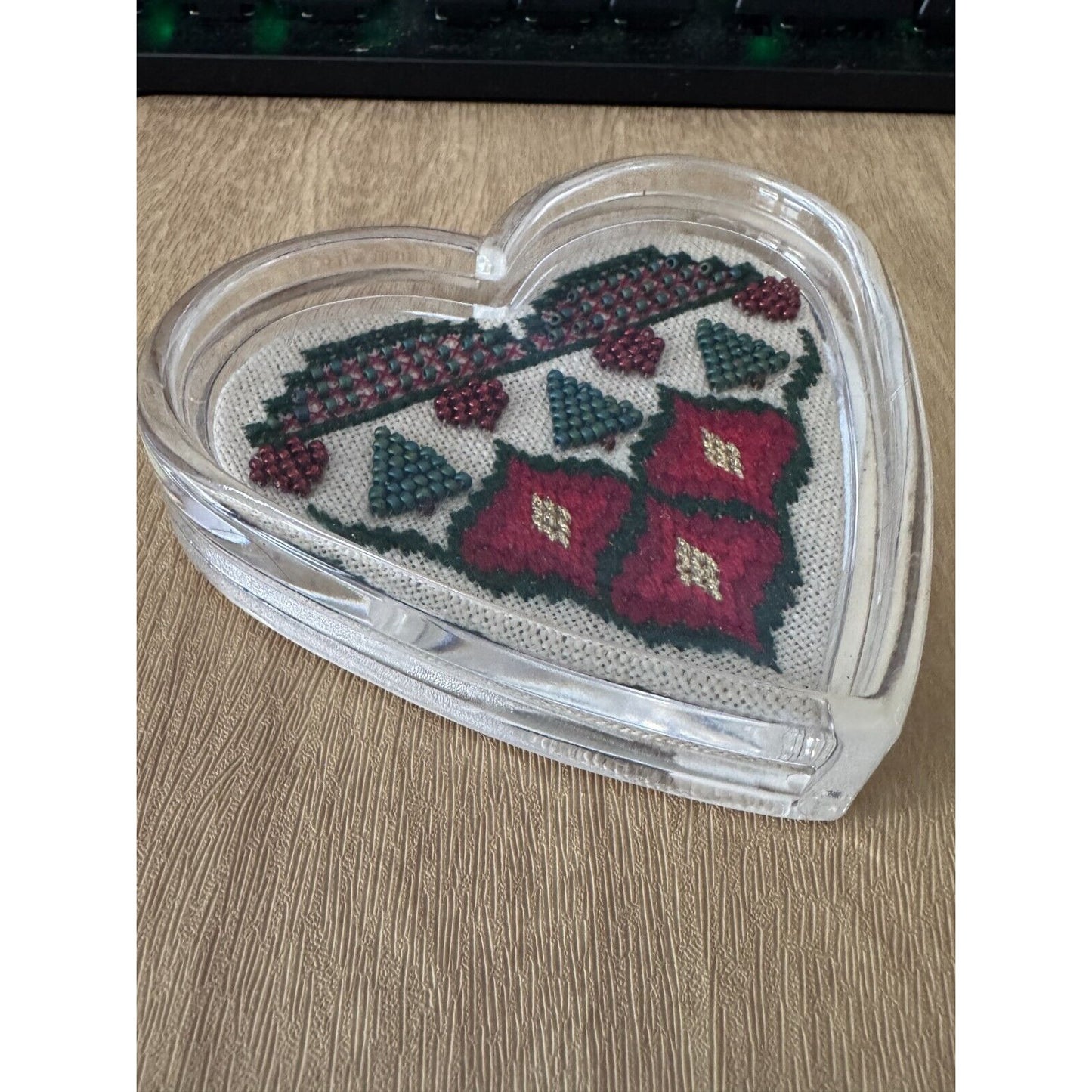 Heart-Shaped Cross-Stitch Acrylic Coasters