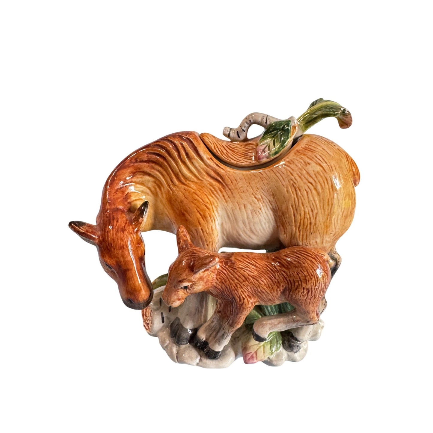 Vintage Fitz & Floyd High Sierra Horse Figurine Sugar Bowl With Lid