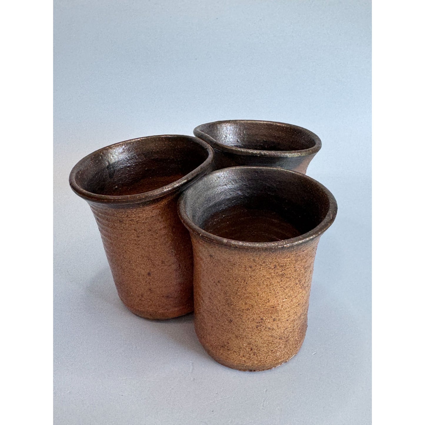 Beaver Creek Pottery Stoneware Utensil Holder Brown 3-Section 3.5"x5.25" 1981