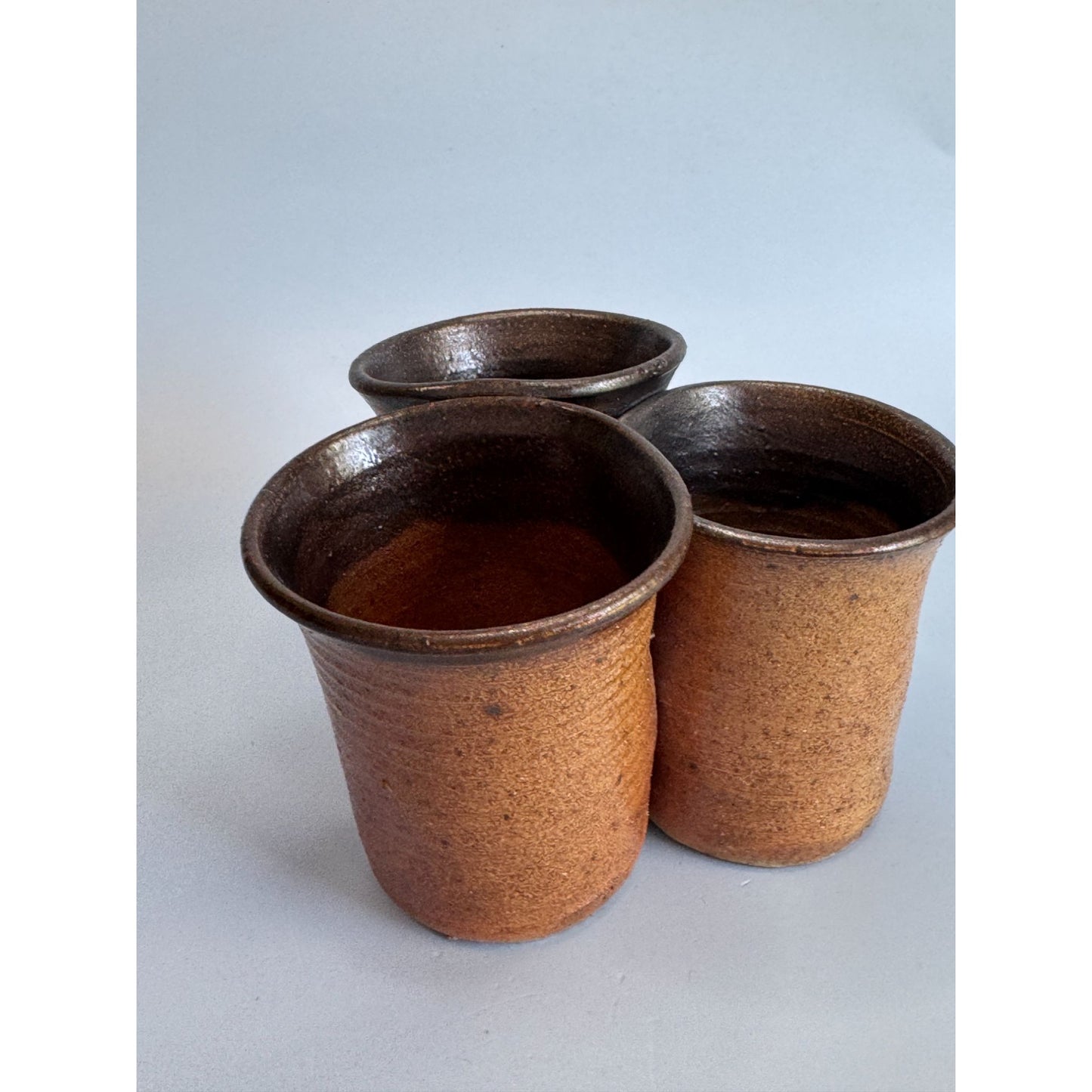 Beaver Creek Pottery Stoneware Utensil Holder Brown 3-Section 3.5"x5.25" 1981