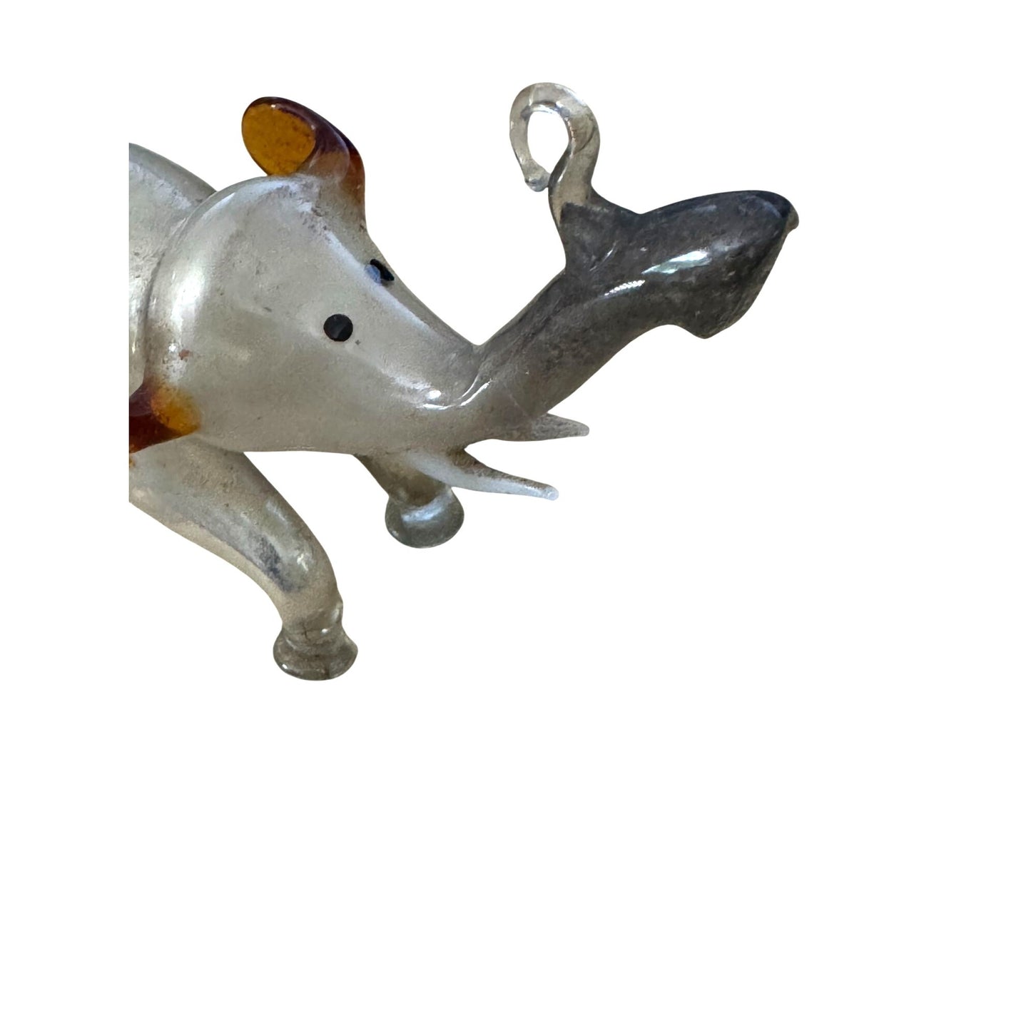 Antique Blown Glass Elephant Ornament Lauscha Germany Bimini Style Clear/Brown 4”