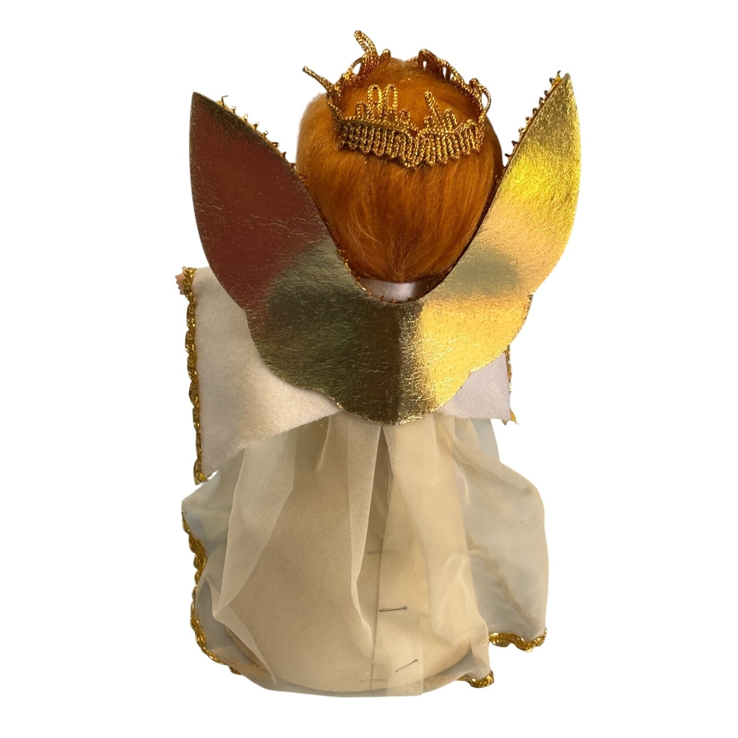 Vintage Angel Tree Topper 6.5" Japan Montgomery Ward 1960 Gold & White W/Box