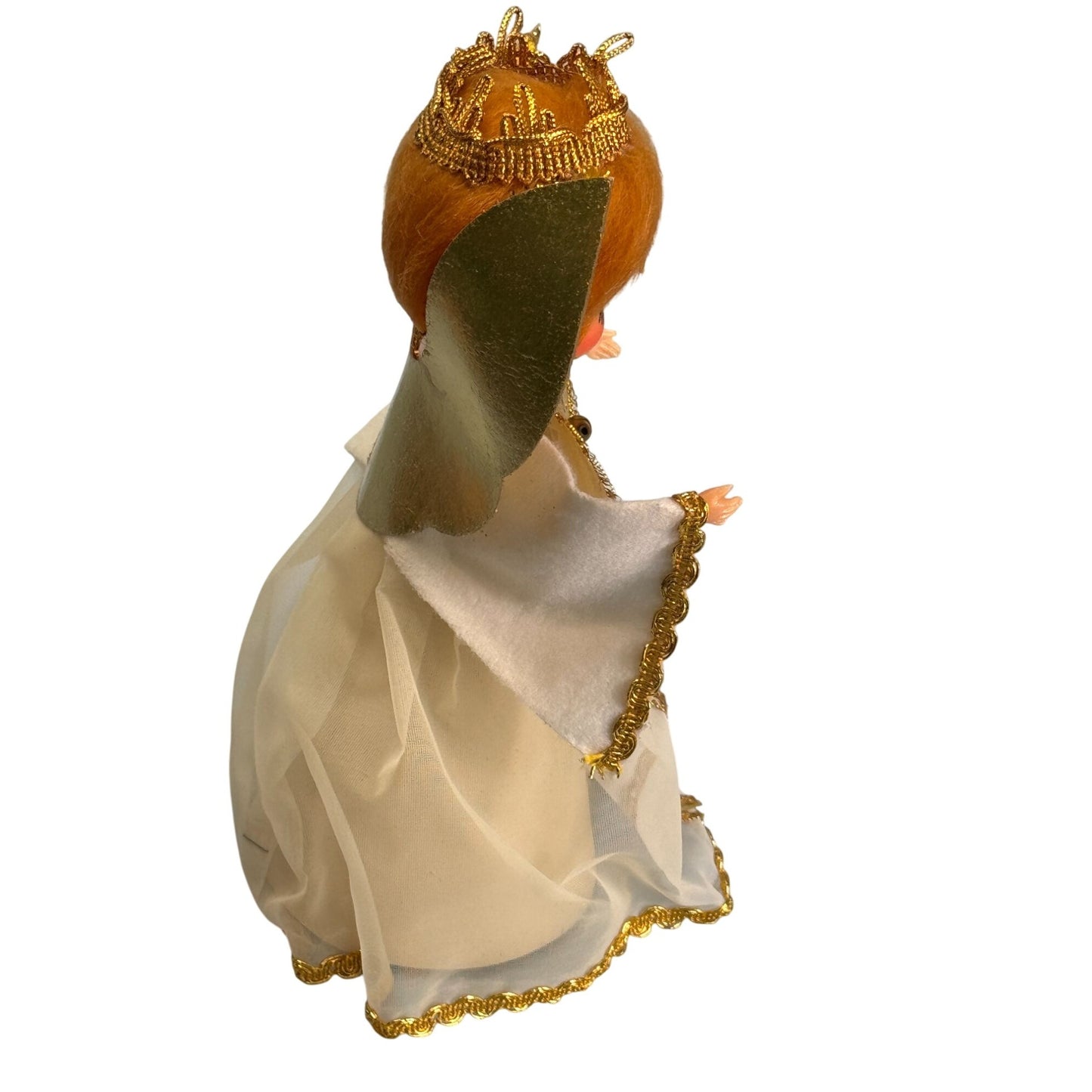 Vintage Angel Tree Topper 6.5" Japan Montgomery Ward 1960 Gold & White W/Box