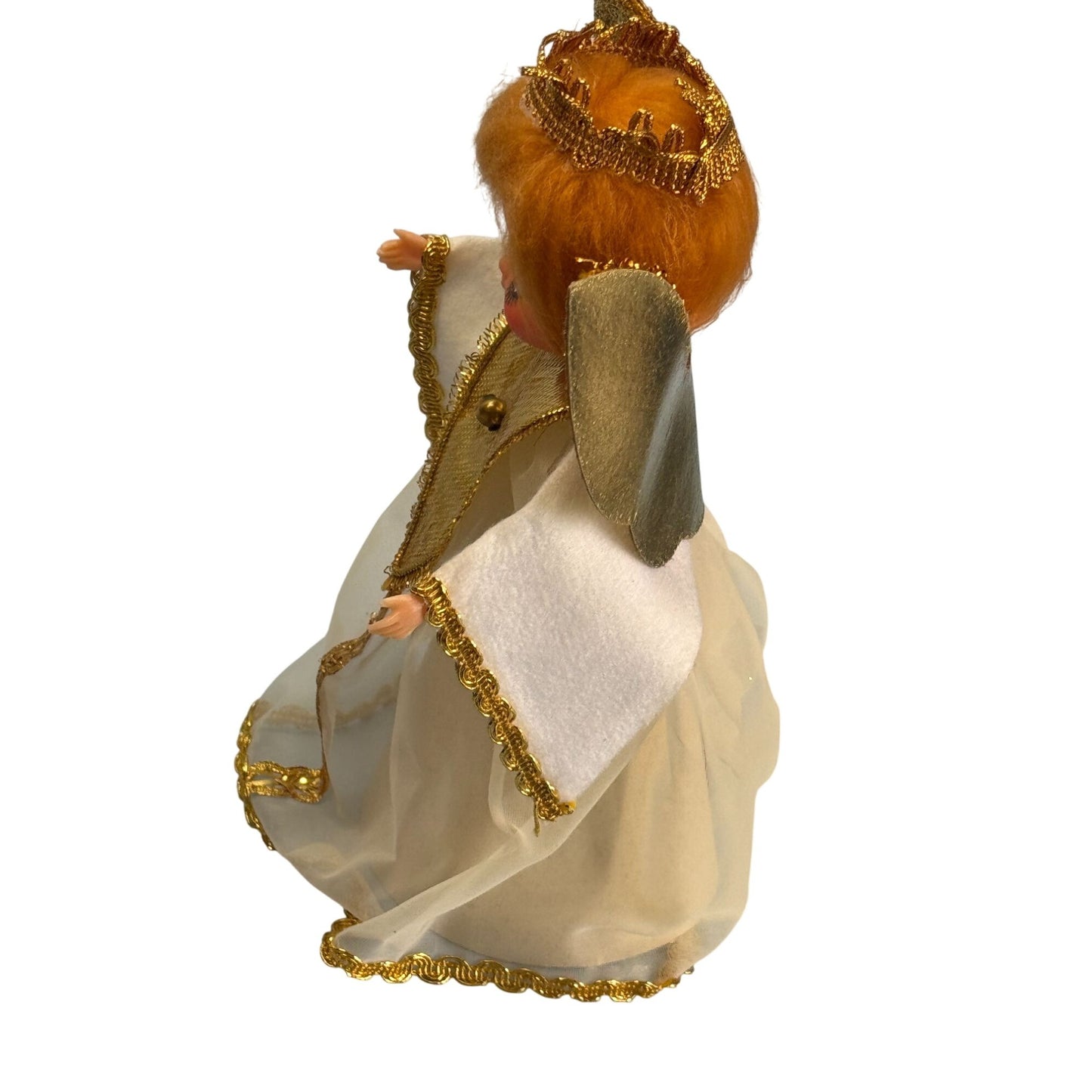Vintage Angel Tree Topper 6.5" Japan Montgomery Ward 1960 Gold & White W/Box