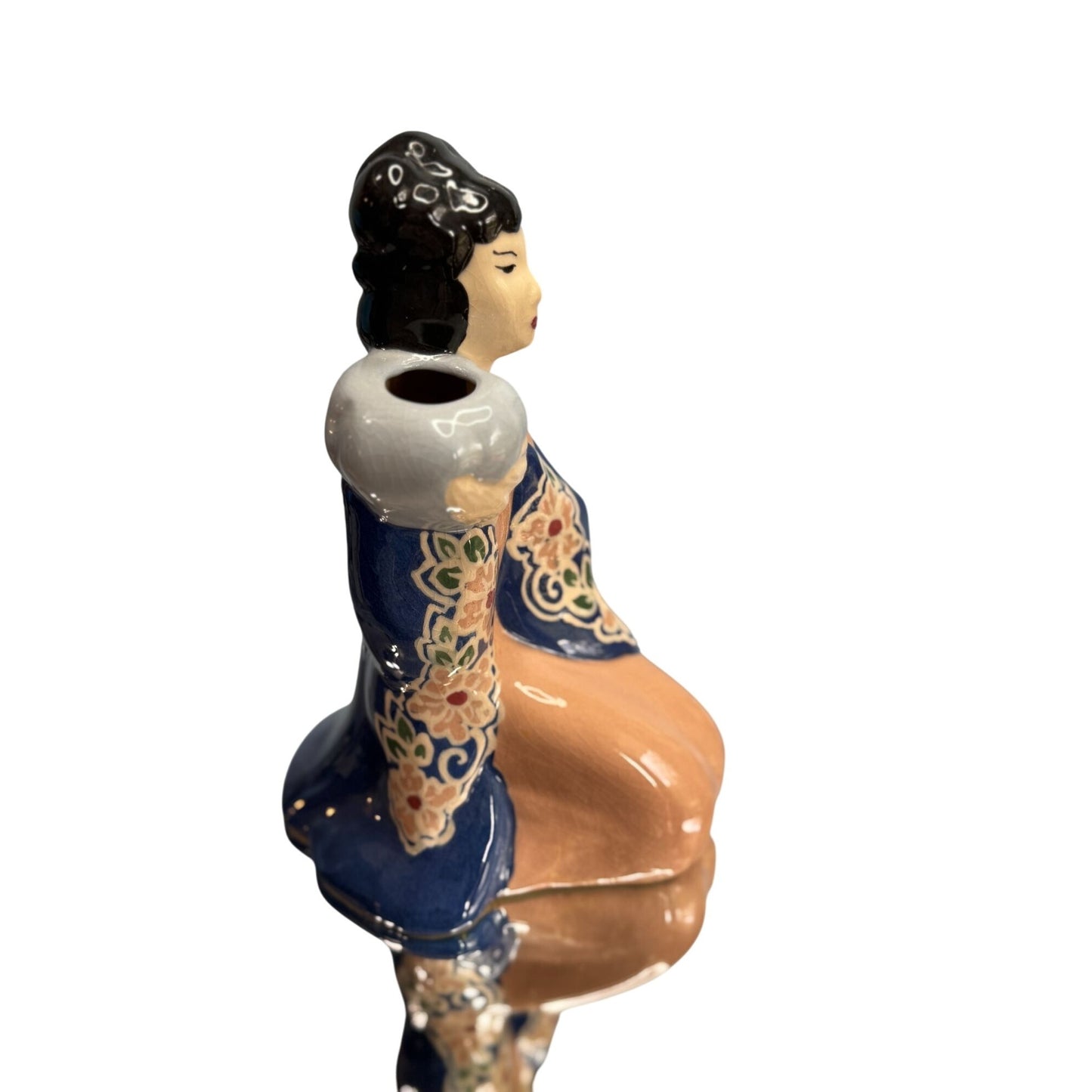 Westwood California Pottery Lady Planter Vase Blue Ceramic Vintage 1940s 9 1/4"