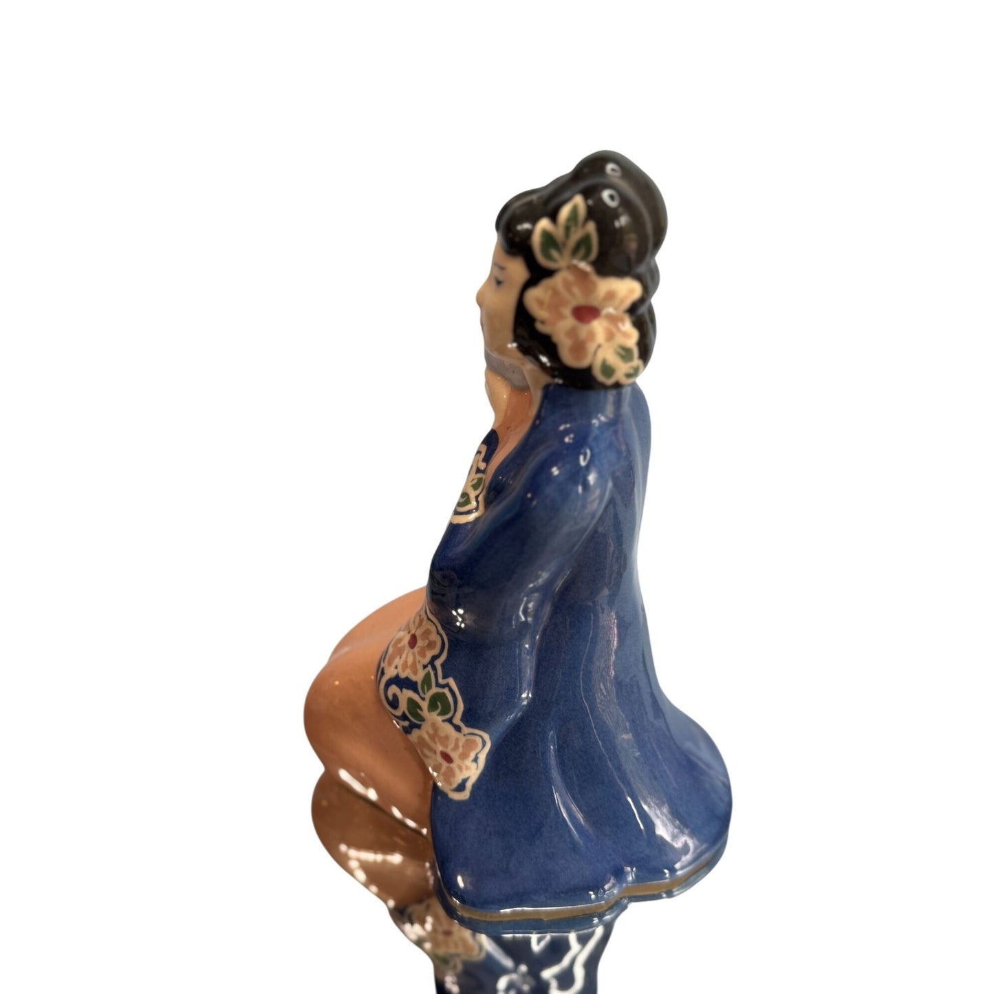 Westwood California Pottery Lady Planter Vase Blue Ceramic Vintage 1940s 9 1/4"