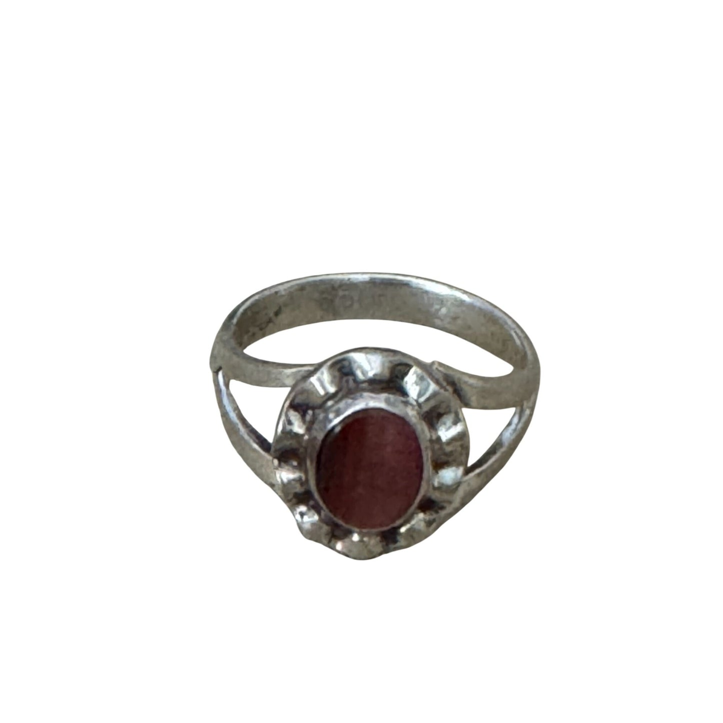 Cats Eye Carnelian Agate Sterling Silver Ring Size 6.5 Vintage Split Band Elegant Unmarked