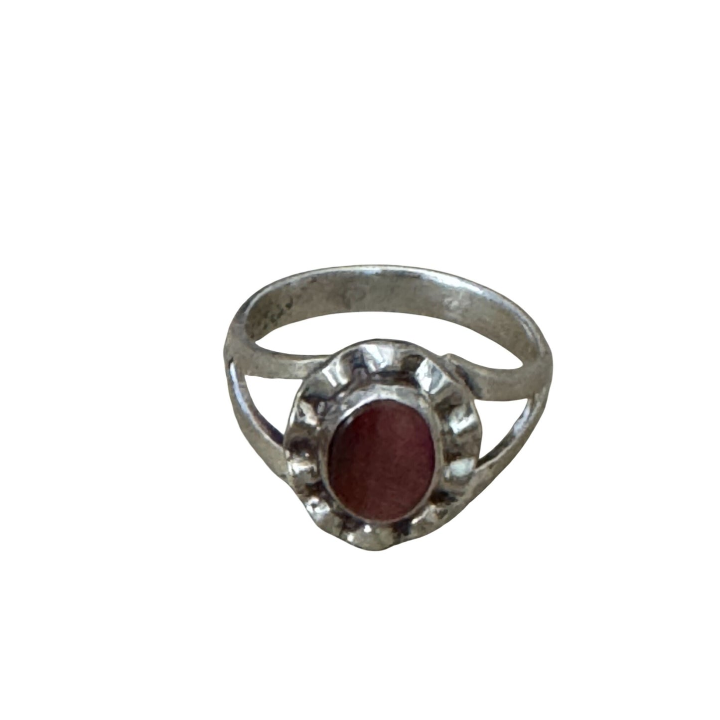 Cats Eye Carnelian Agate Sterling Silver Ring Size 6.5 Vintage Split Band Elegant Unmarked