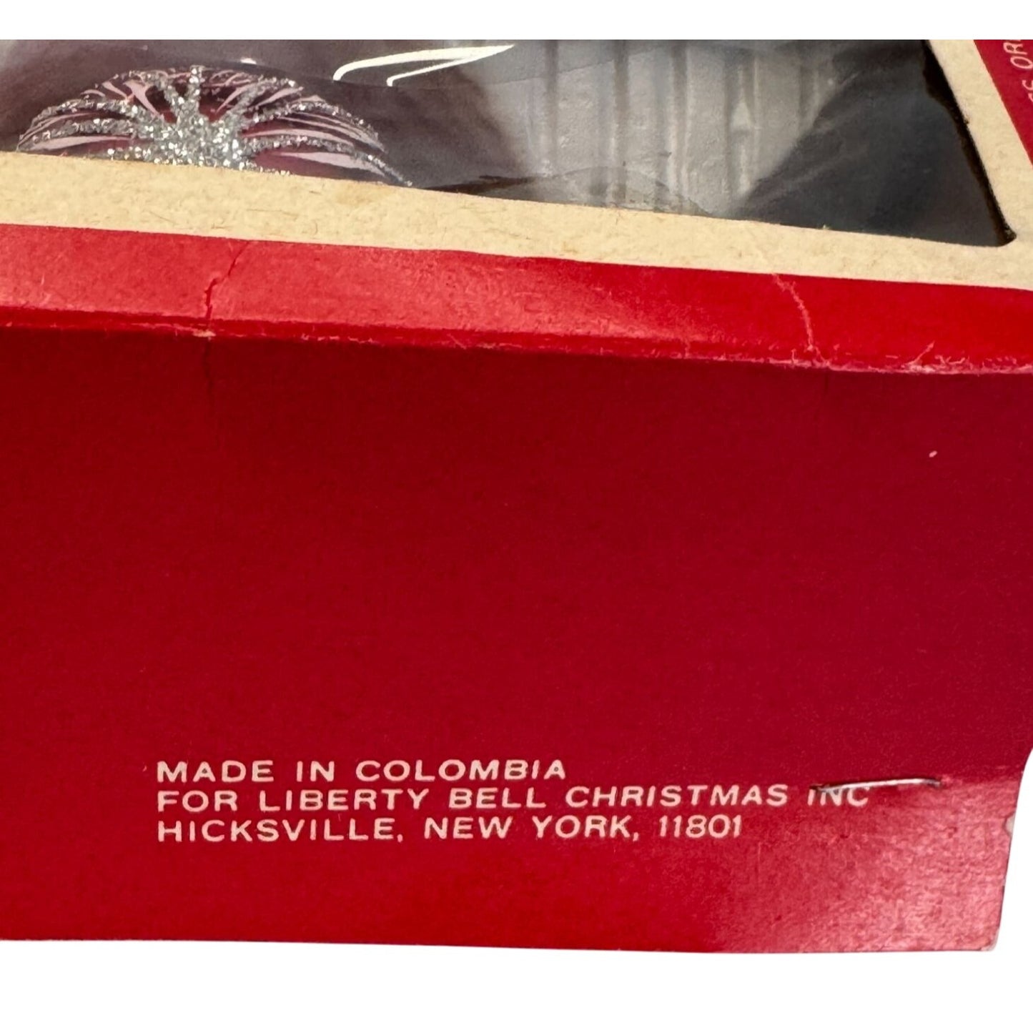 Liberty Bell Tree Topper Red/White/Silver Blown Glass 9" Vintage Christmas