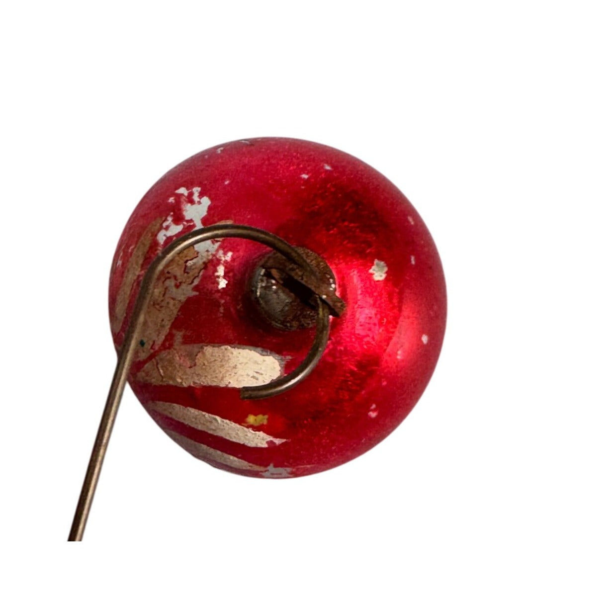 Antique German Blown Glass Christmas Ornament With Red & Cream Floral Design