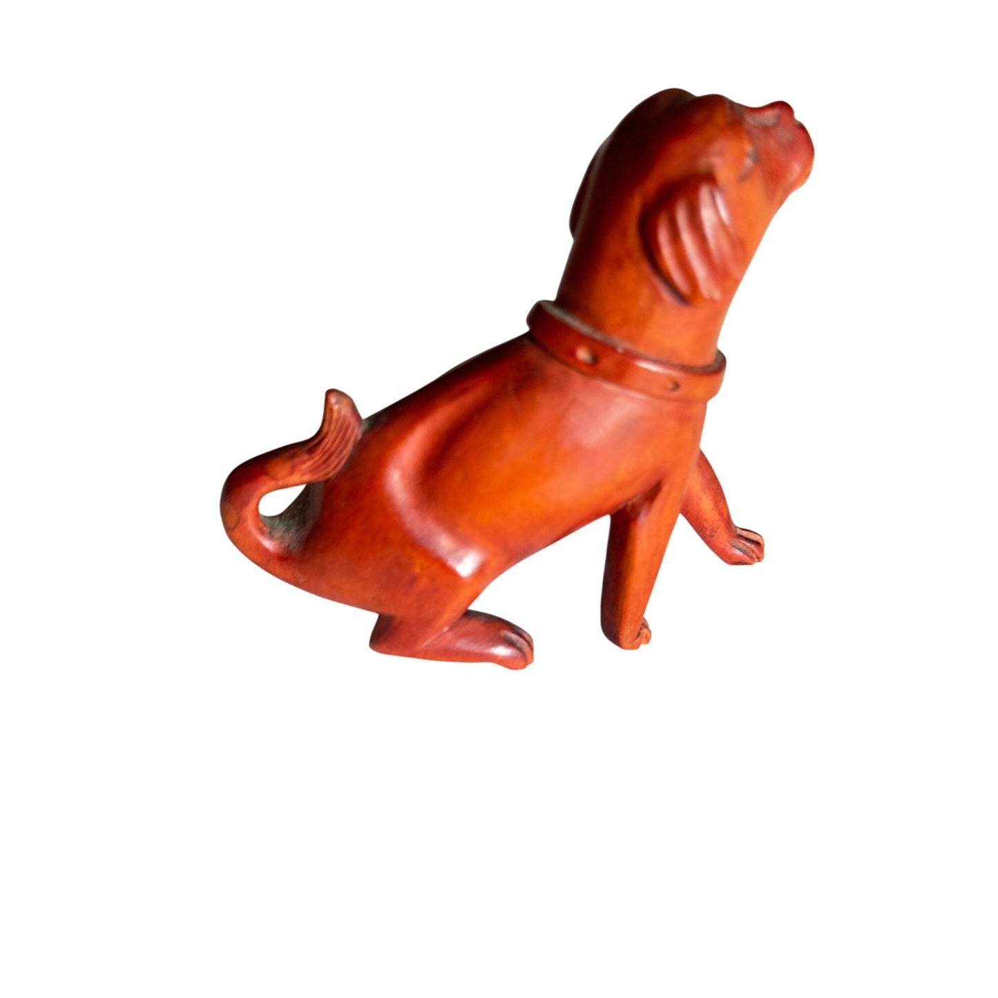 Vintage Boxwood Hand-Carved Japanese Netsuke Dogs - Sitting & Playful Poses