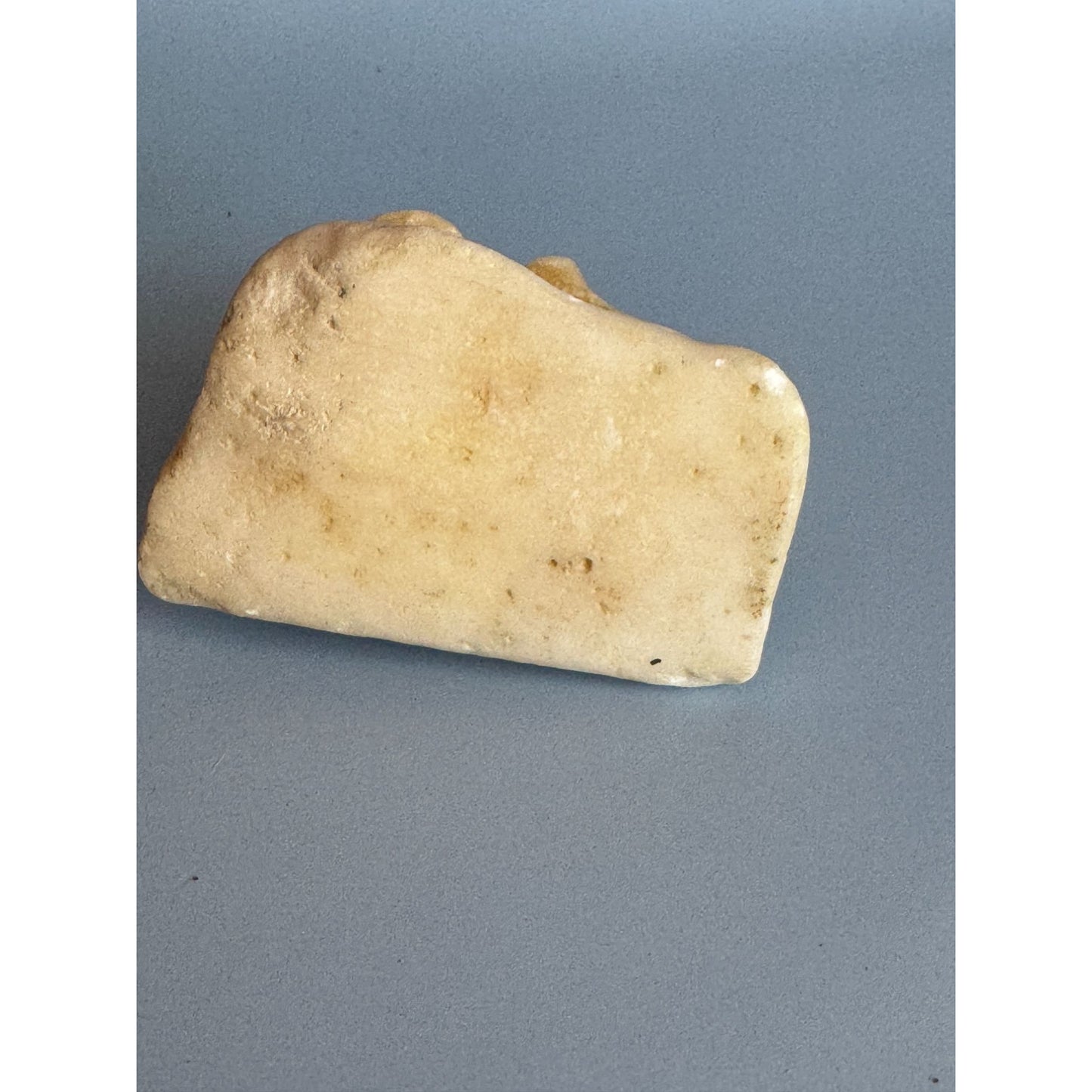 Carved Calcite Frog Figurine 3" Long Handcrafted Natural Stone Sculpture Yellow & Cream Home Decor Collectible