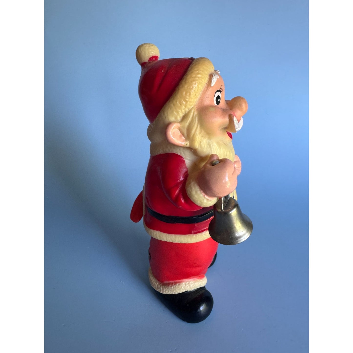 Vintage 1960s Plastic Wind-Up Santa Dwarf Figure Japan w/Woolworth Sticker 6"