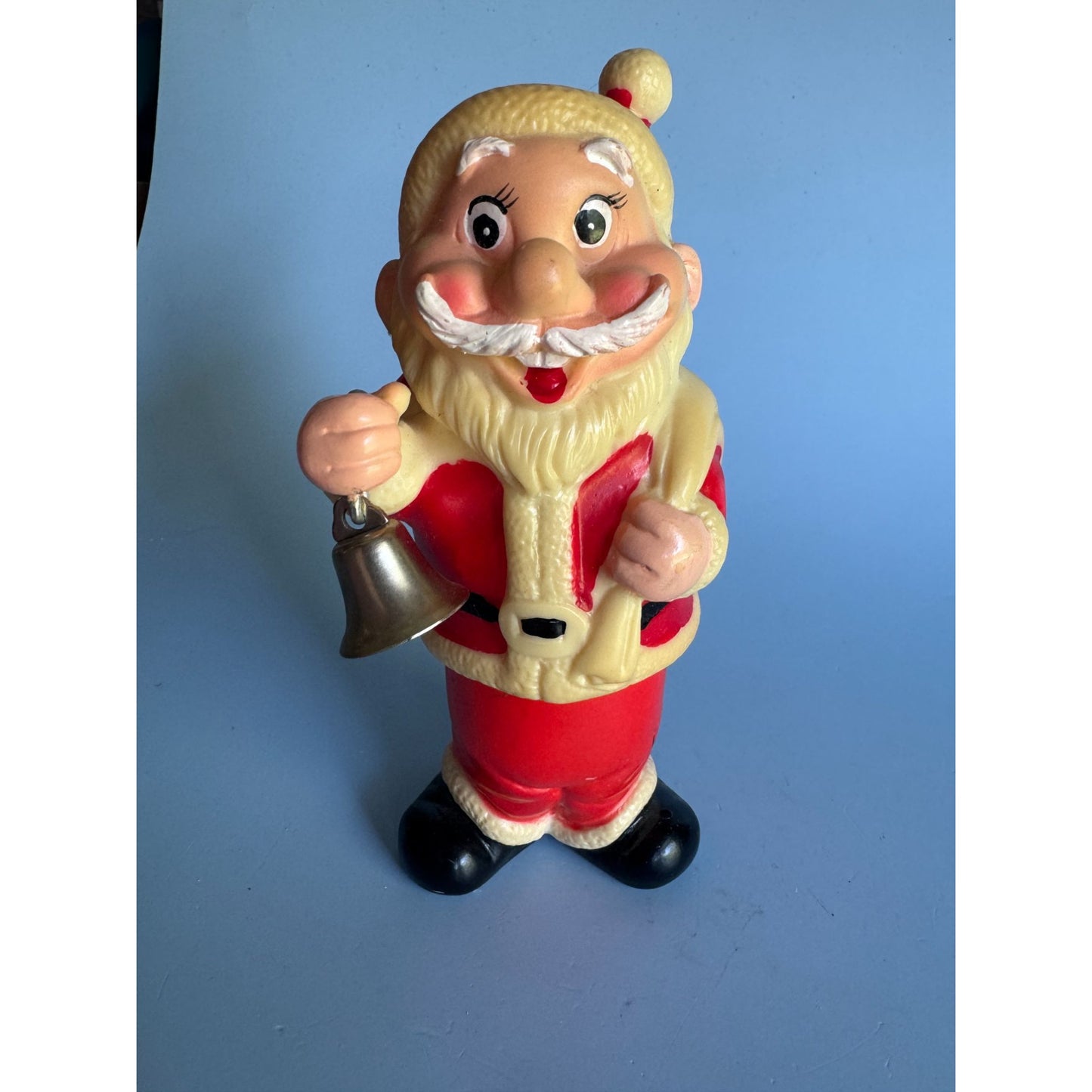 Vintage 1960s Plastic Wind-Up Santa Dwarf Figure Japan w/Woolworth Sticker 6"