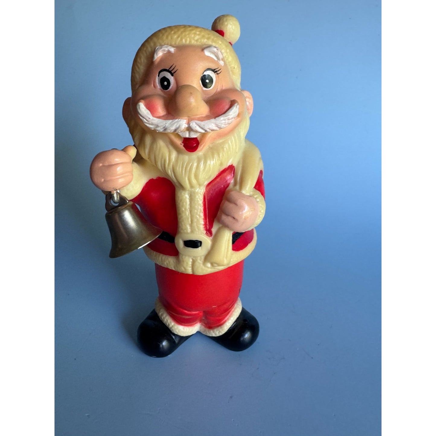 Vintage 1960s Plastic Wind-Up Santa Dwarf Figure Japan w/Woolworth Sticker 6"