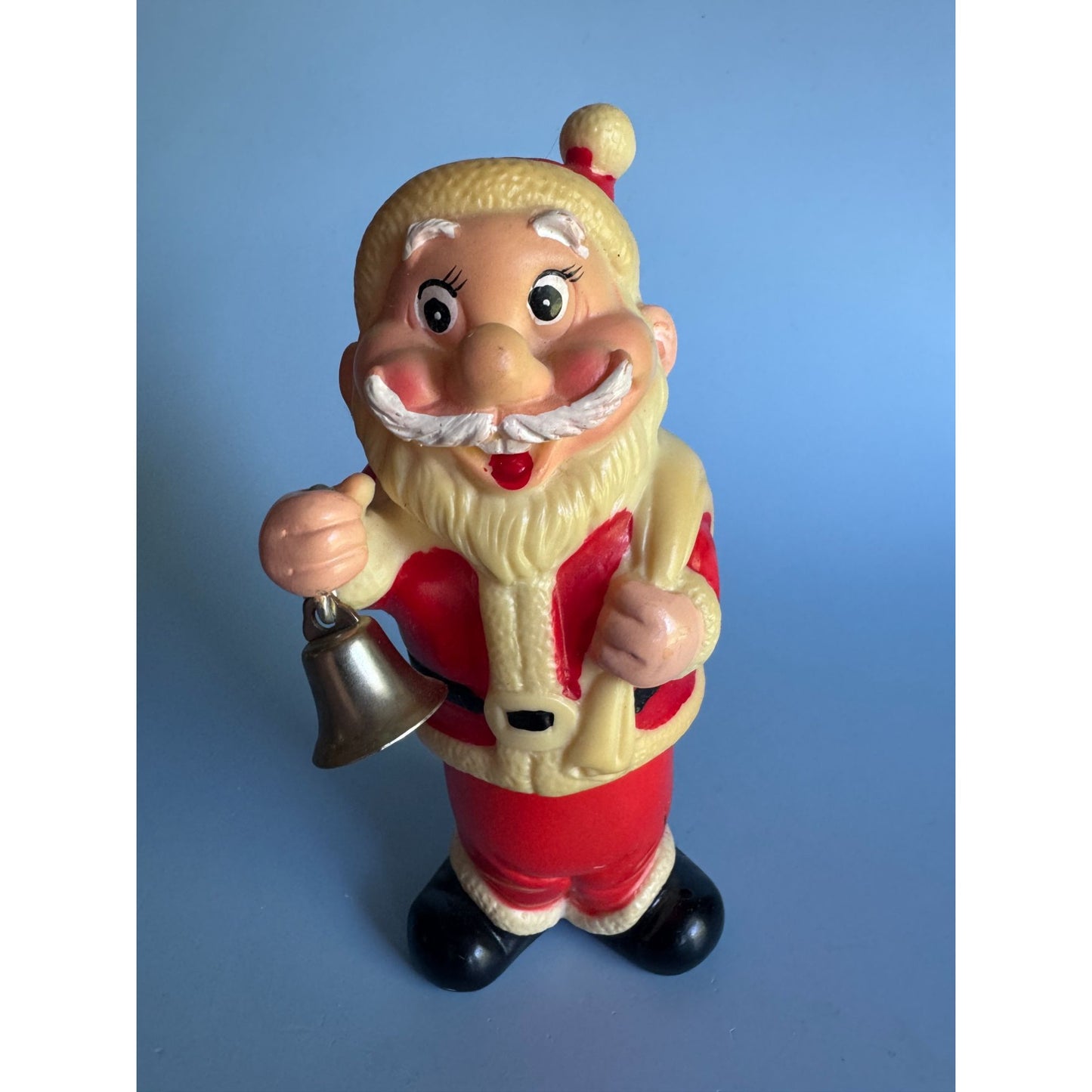 Vintage 1960s Plastic Wind-Up Santa Dwarf Figure Japan w/Woolworth Sticker 6"