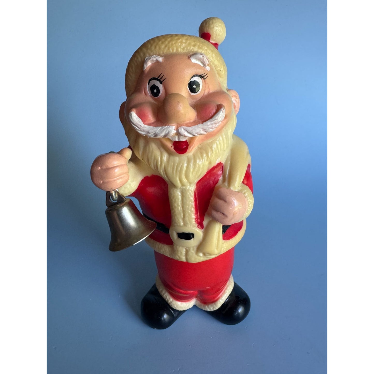 Vintage 1960s Plastic Wind-Up Santa Dwarf Figure Japan w/Woolworth Sticker 6"