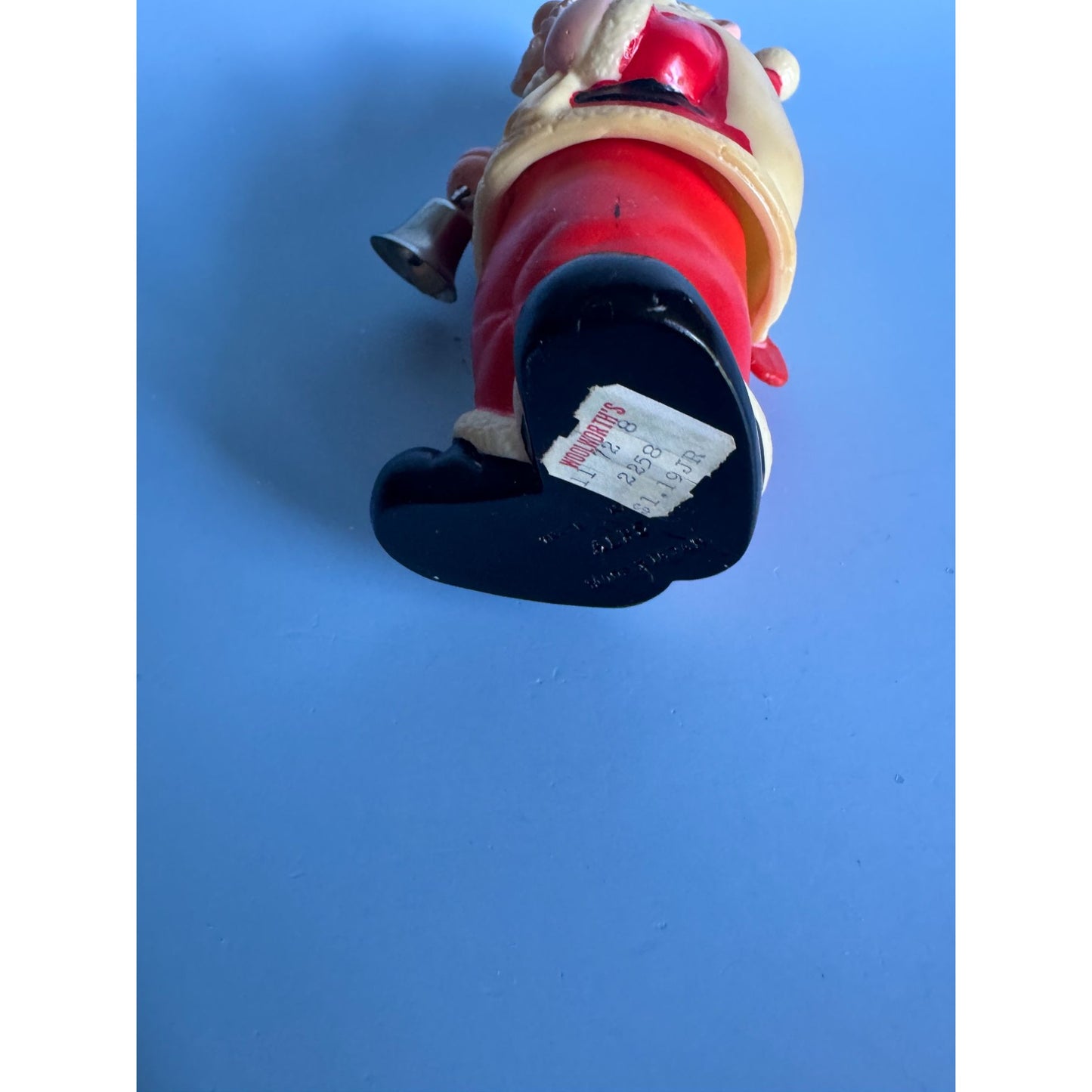 Vintage 1960s Plastic Wind-Up Santa Dwarf Figure Japan w/Woolworth Sticker 6"