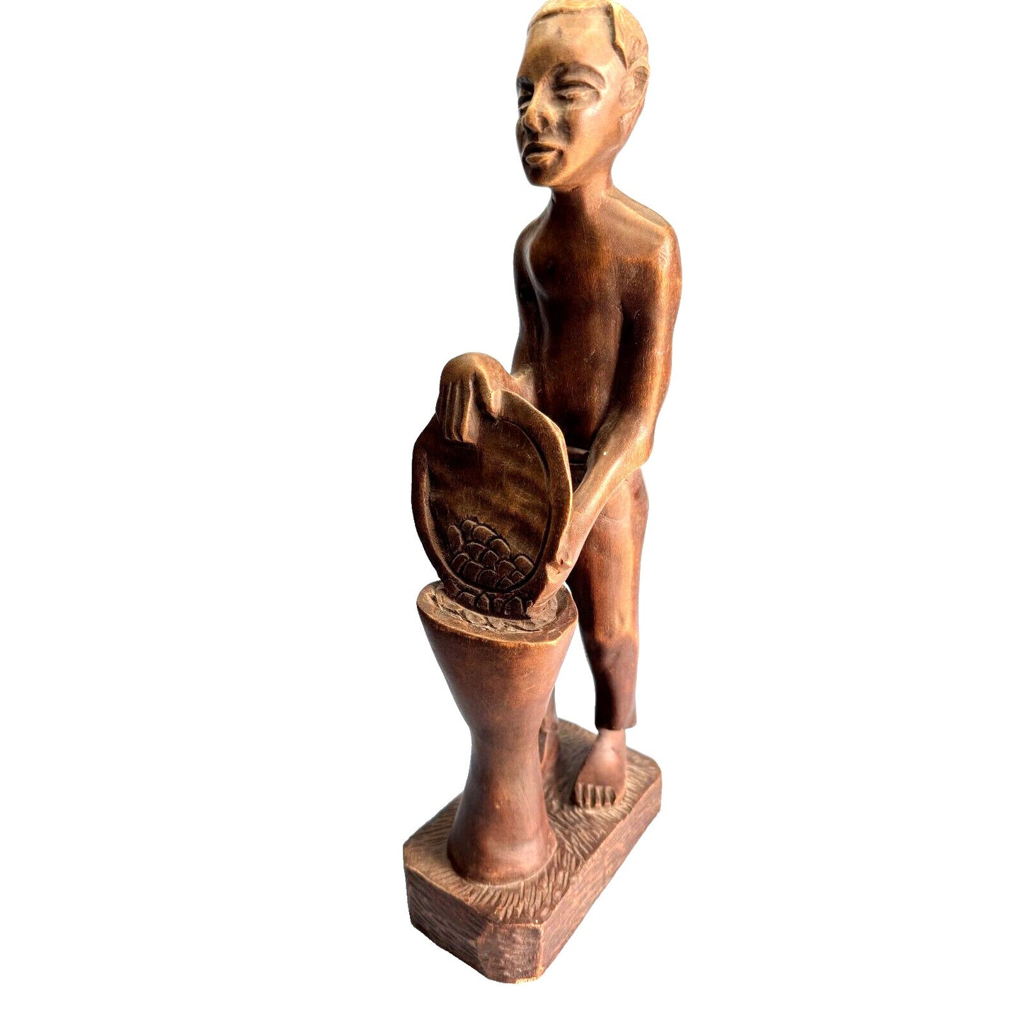 Vintage Hand-Carved Haitian Tribal Figurine Signed Simeon 16" Tall Solid Wood Sculpture