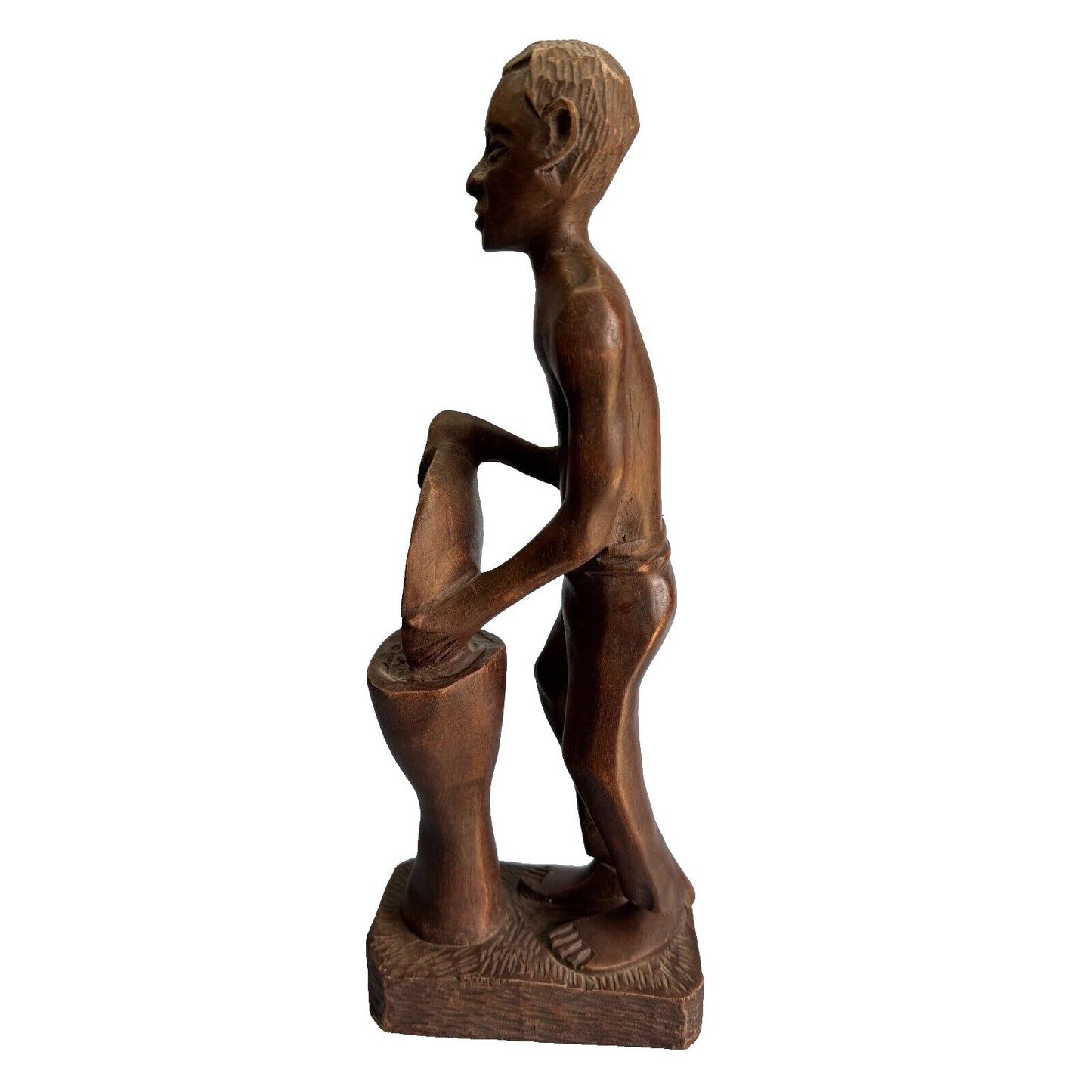 Vintage Hand-Carved Haitian Tribal Figurine Signed Simeon 16" Tall Solid Wood Sculpture